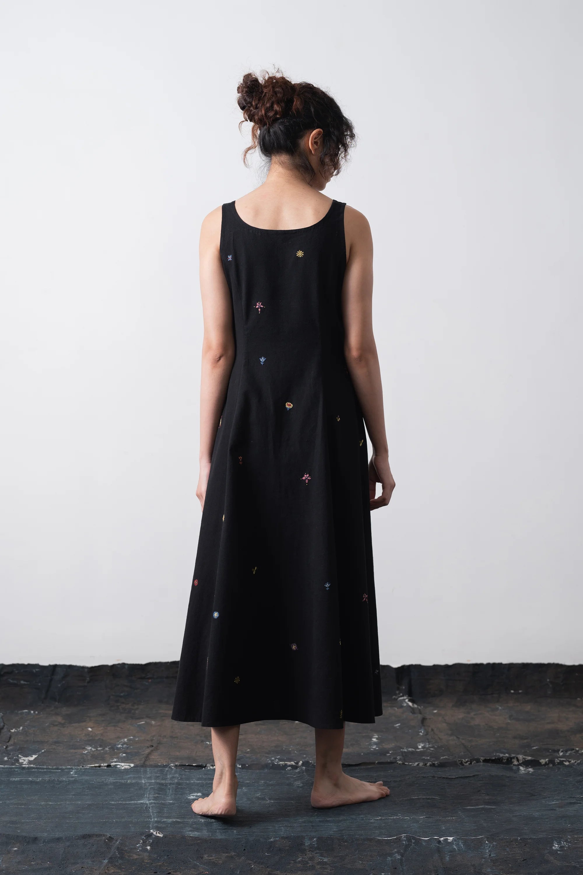 Hand Detailed Princess Cut Dress in Black