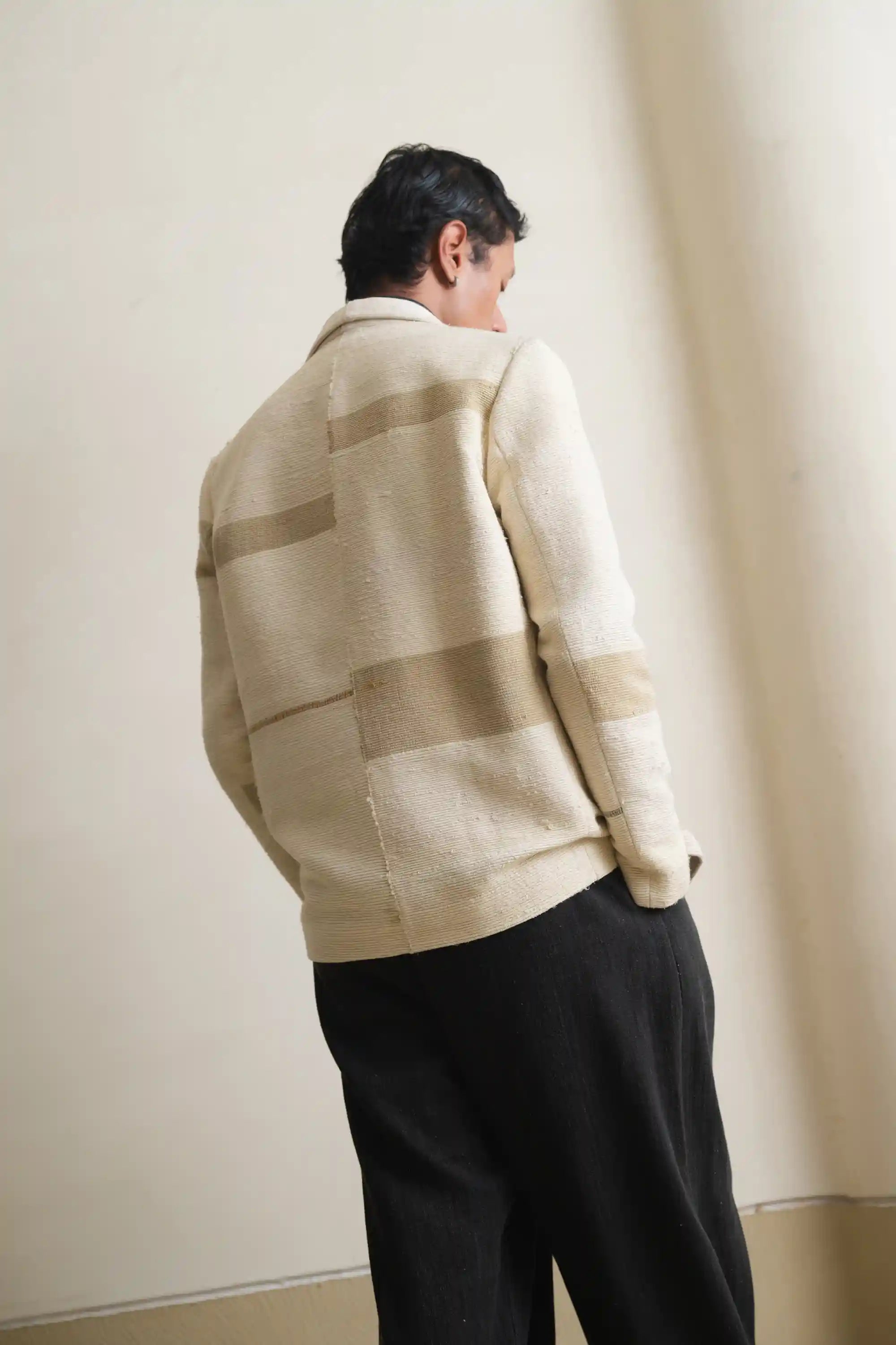 Statement Patchwork Jacket in Ecru