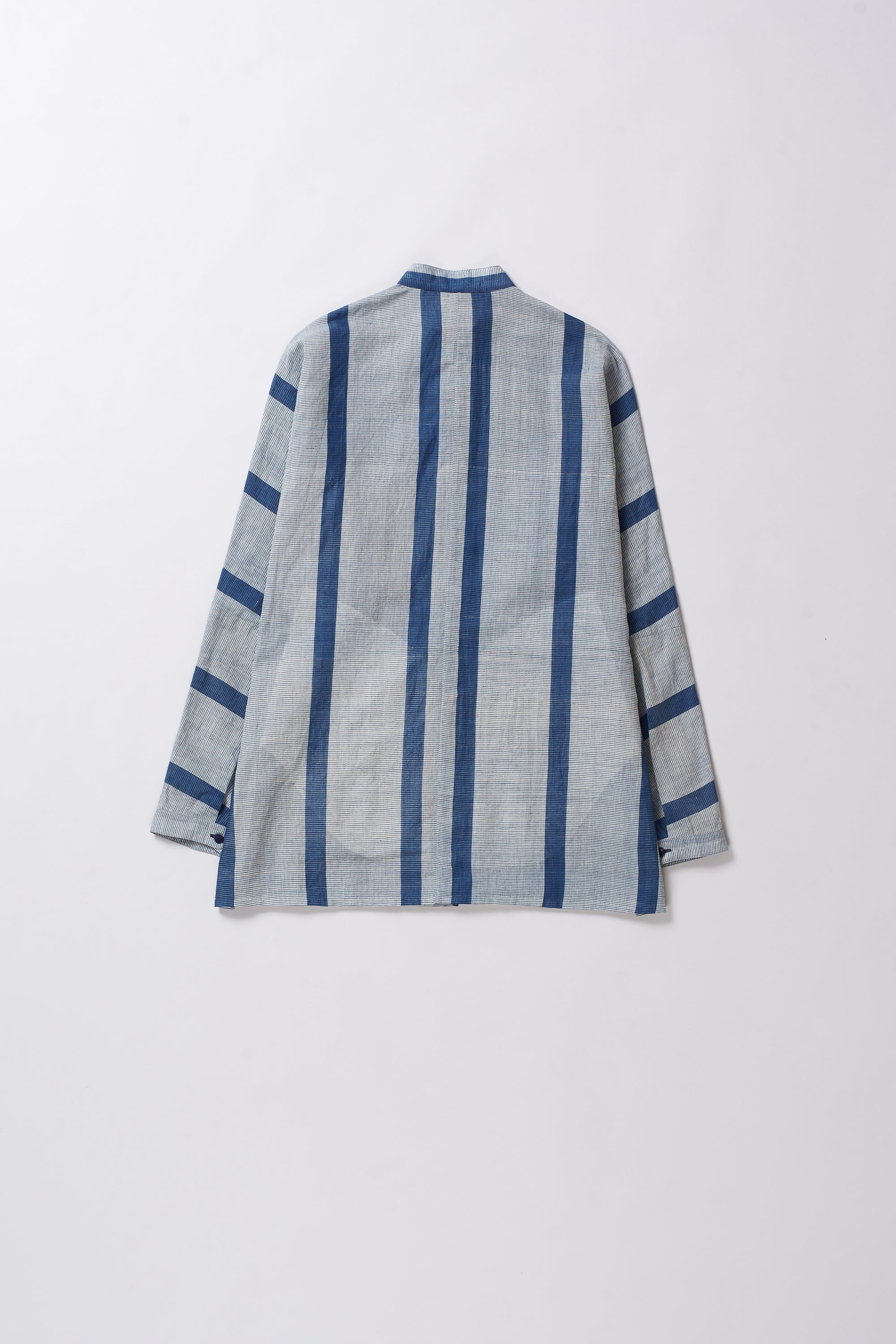 Blue and gray striped shirt