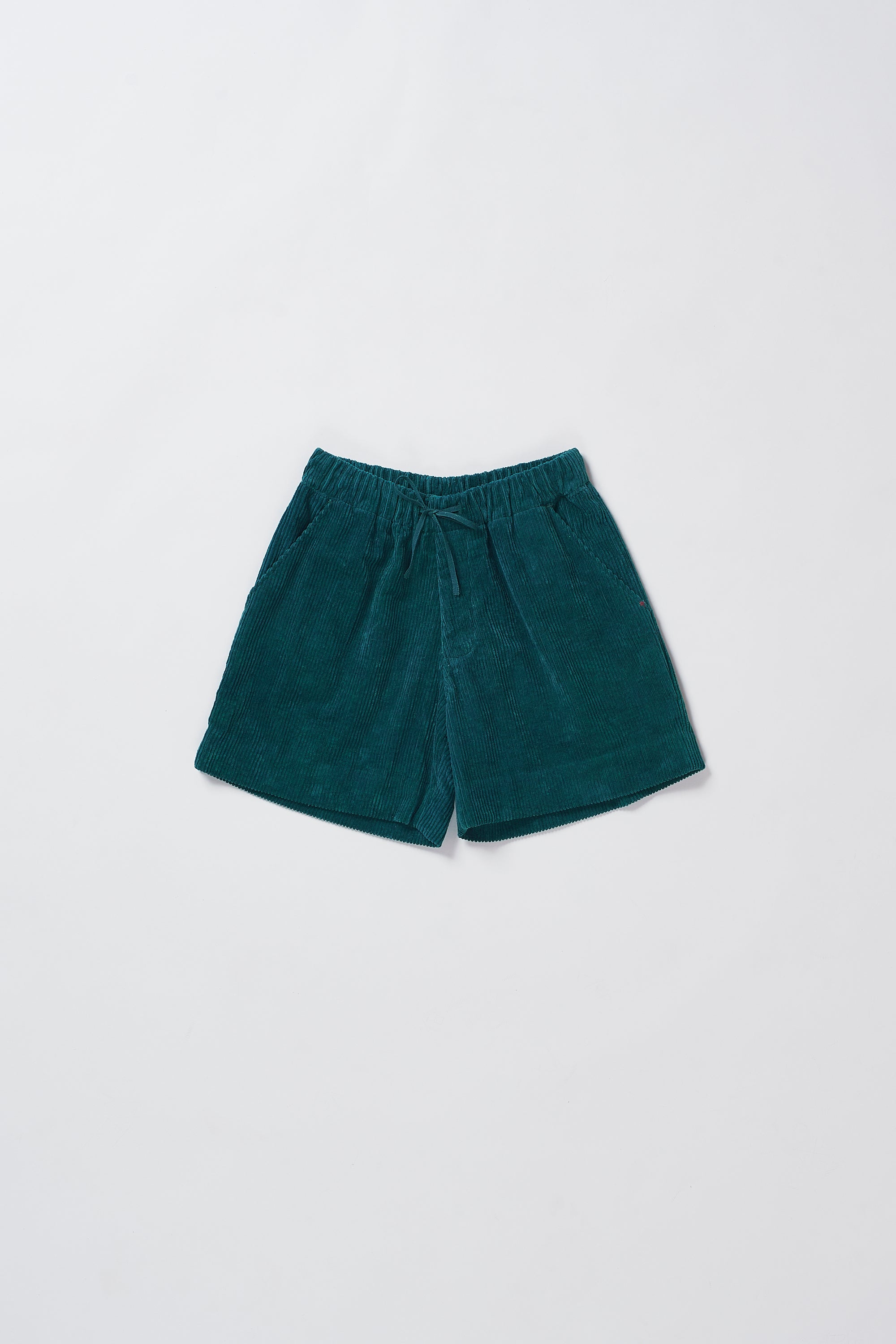 BOTTLE GREEN CORDUROY DRAWSTRING UNISEX SHORTS