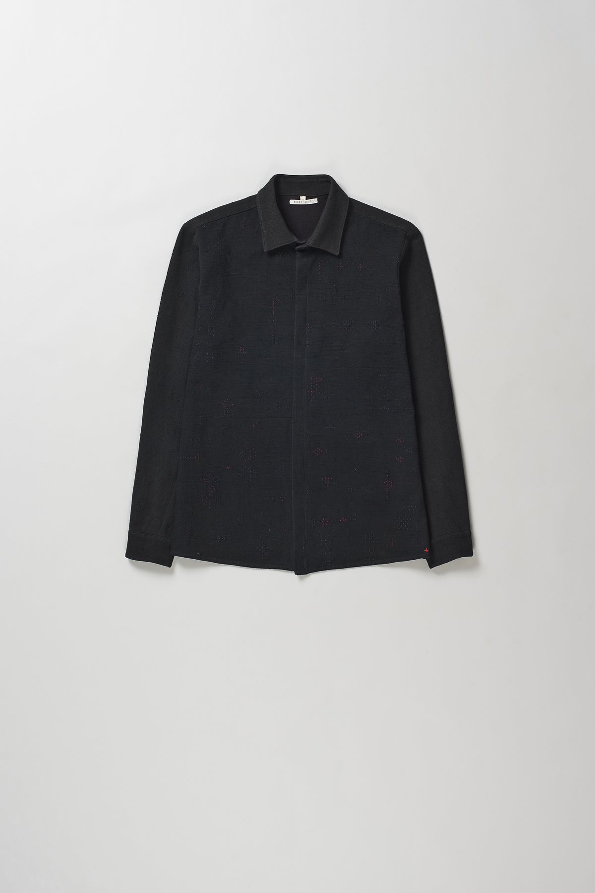 Front image of a cotton tangaliya black shirt