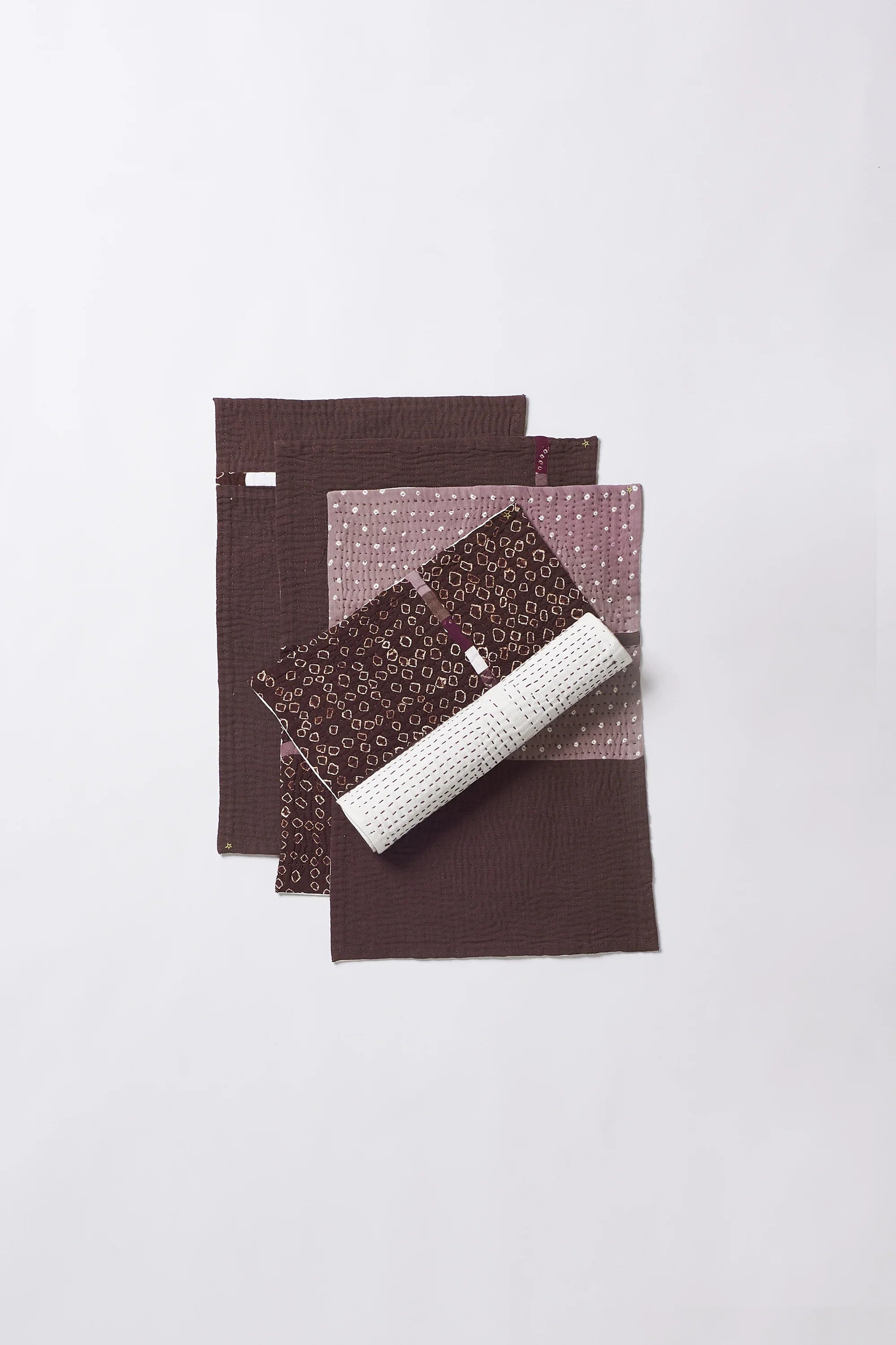 Burnt Umber Patchwork Placemat with Kantha