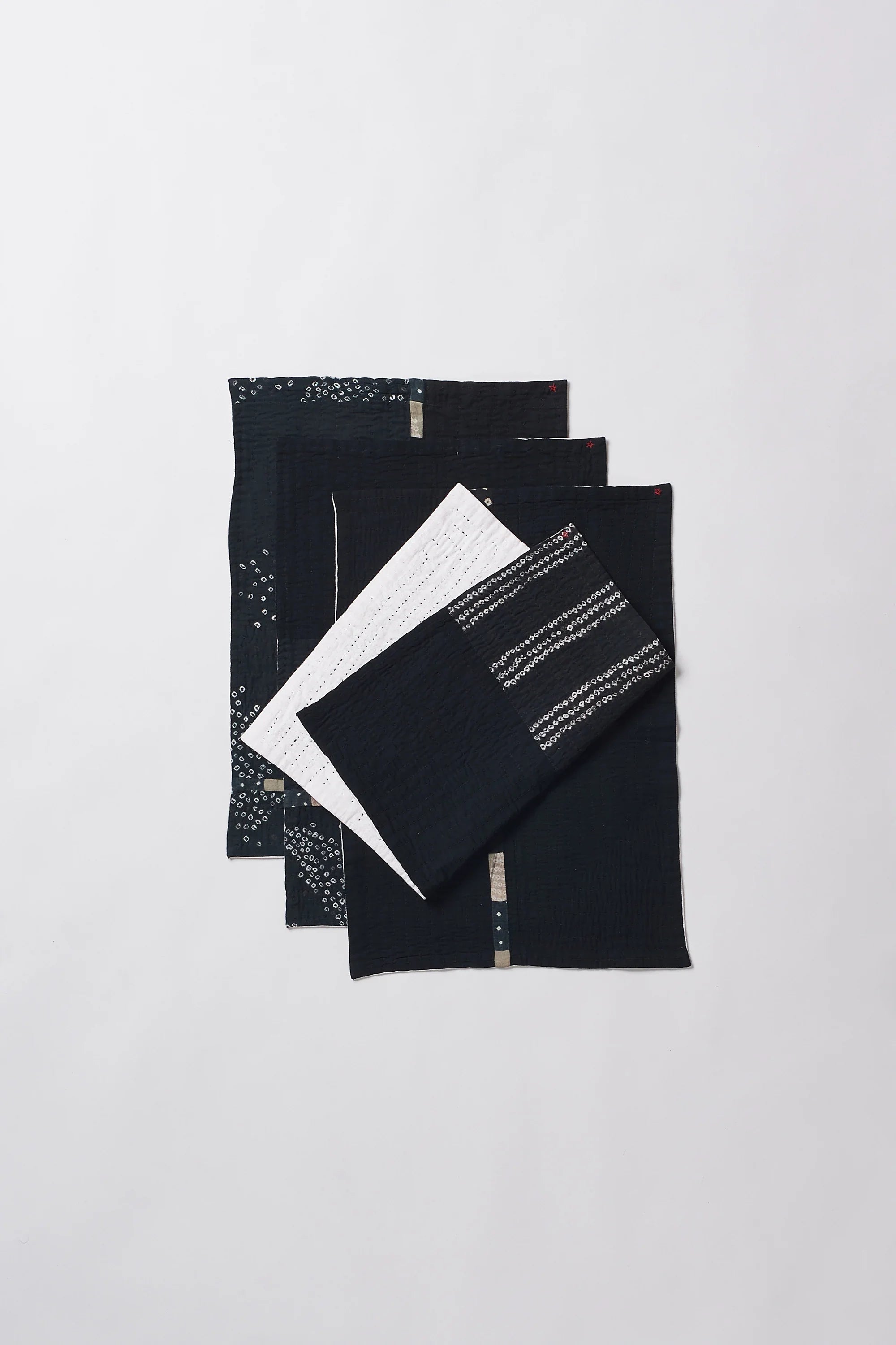Black Patchwork Placemat with Kantha