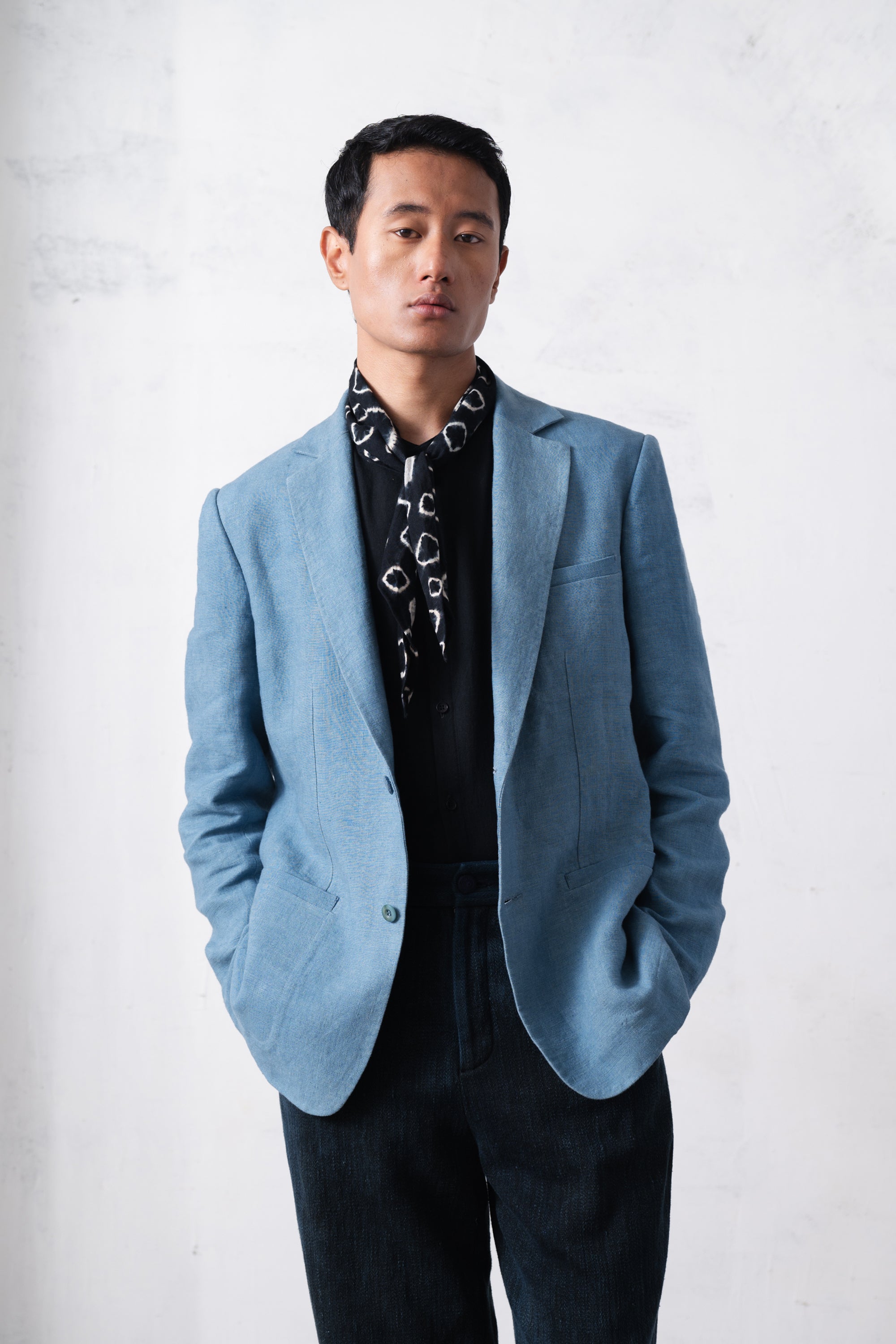 Powder Blue Classic Detailed Jacket