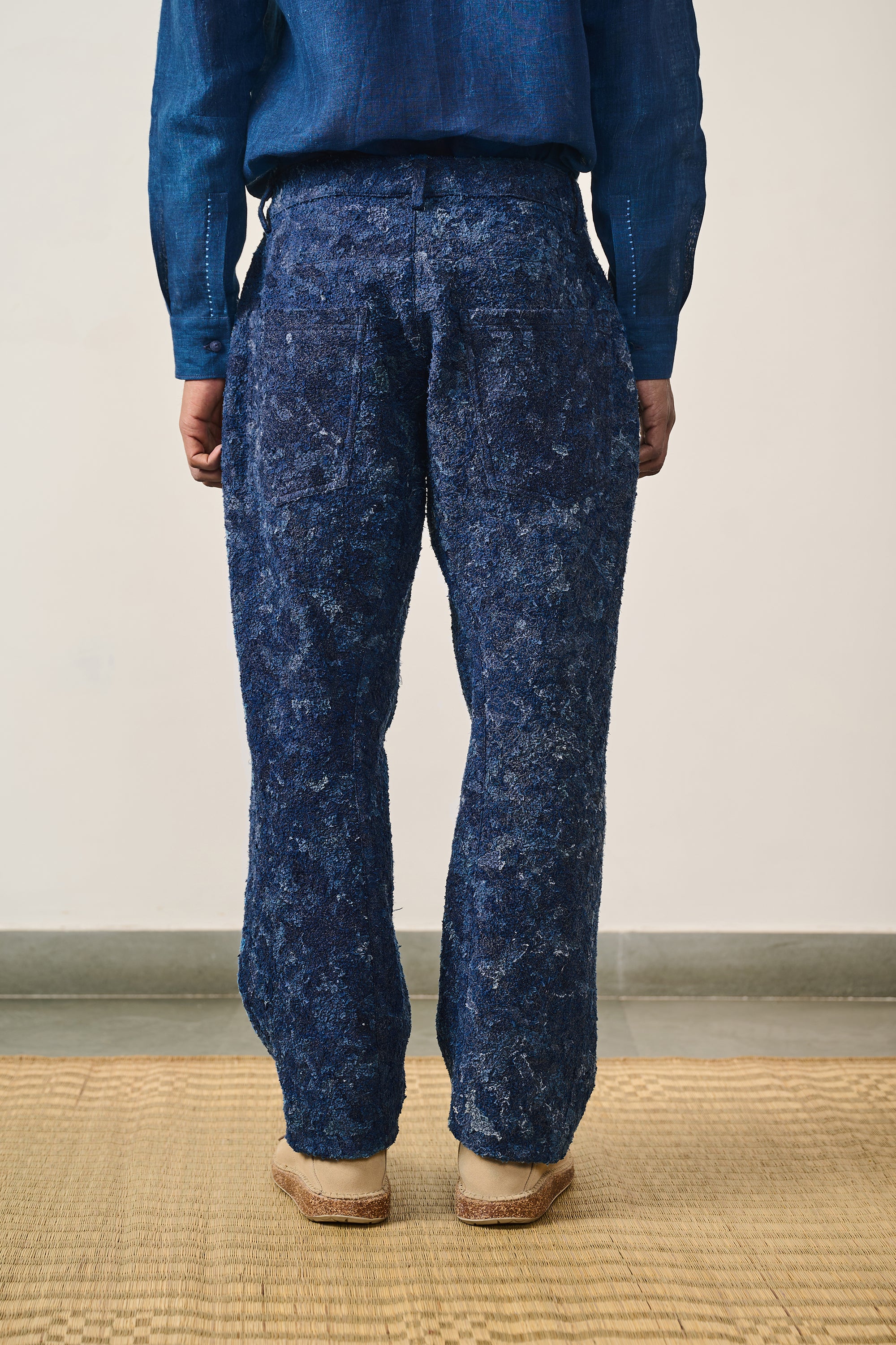 PATCHWORK INDIGO TROUSERS