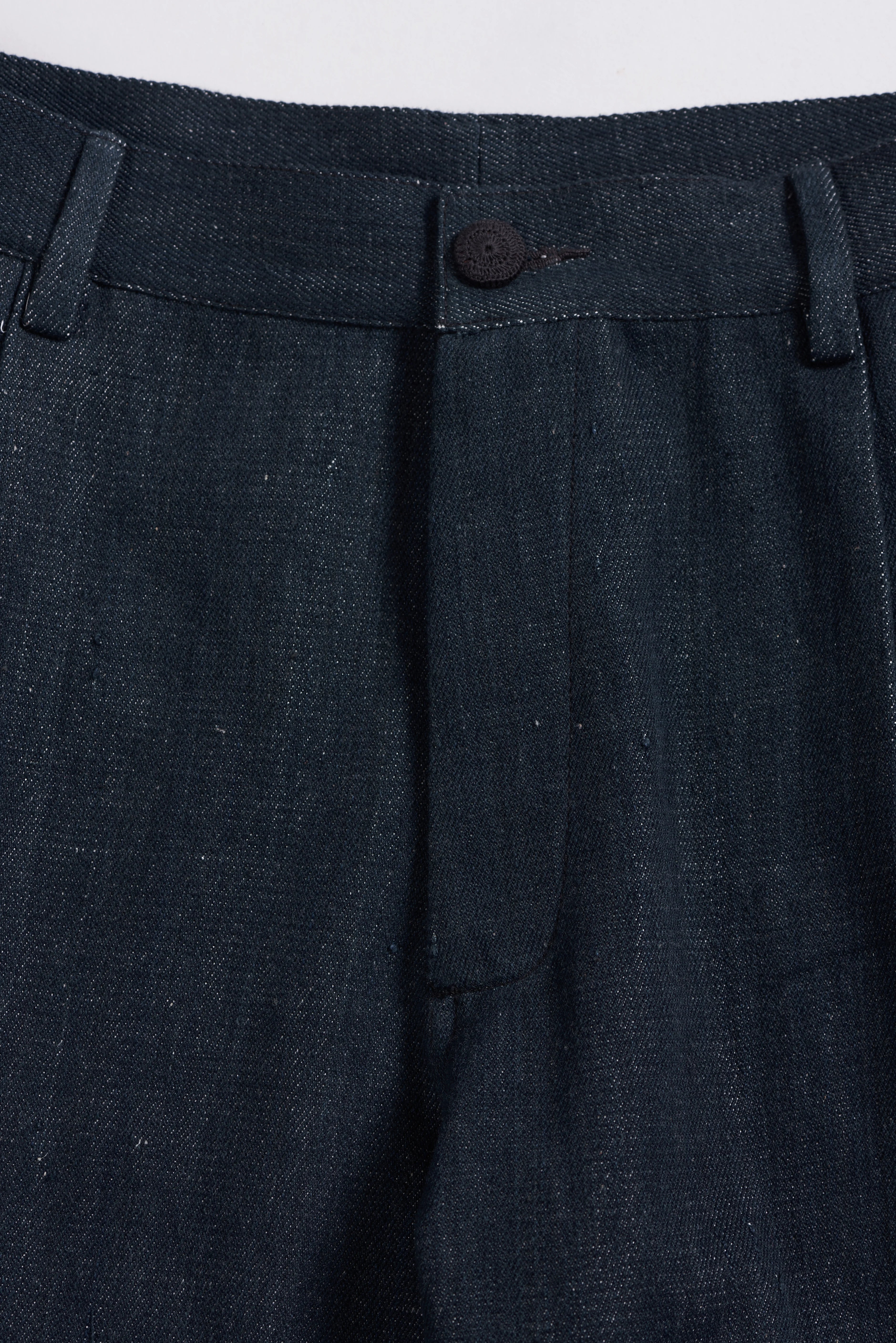 Midnight Indigo Denim Pleated Trousers