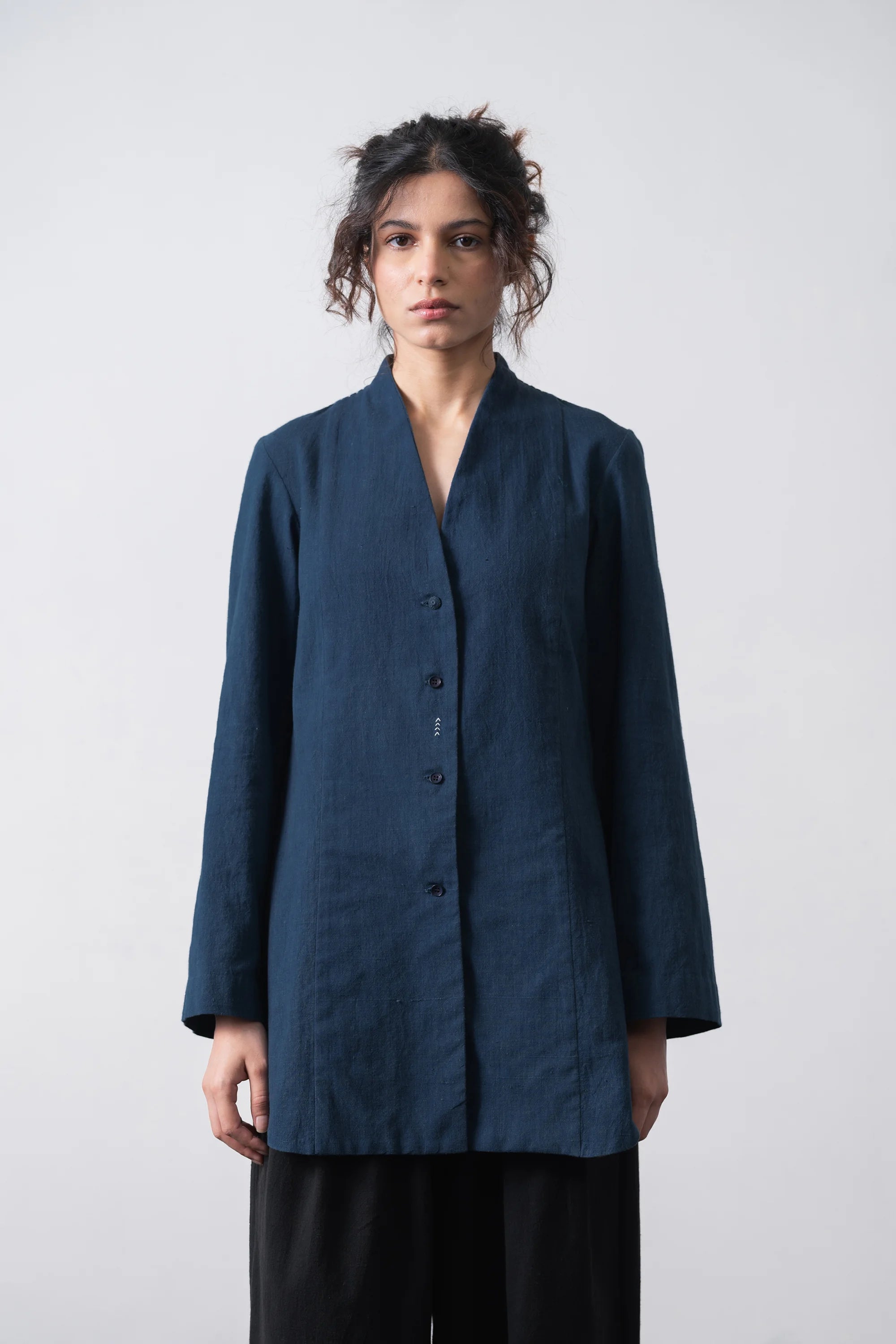 V Neck Tunic in Space Blue