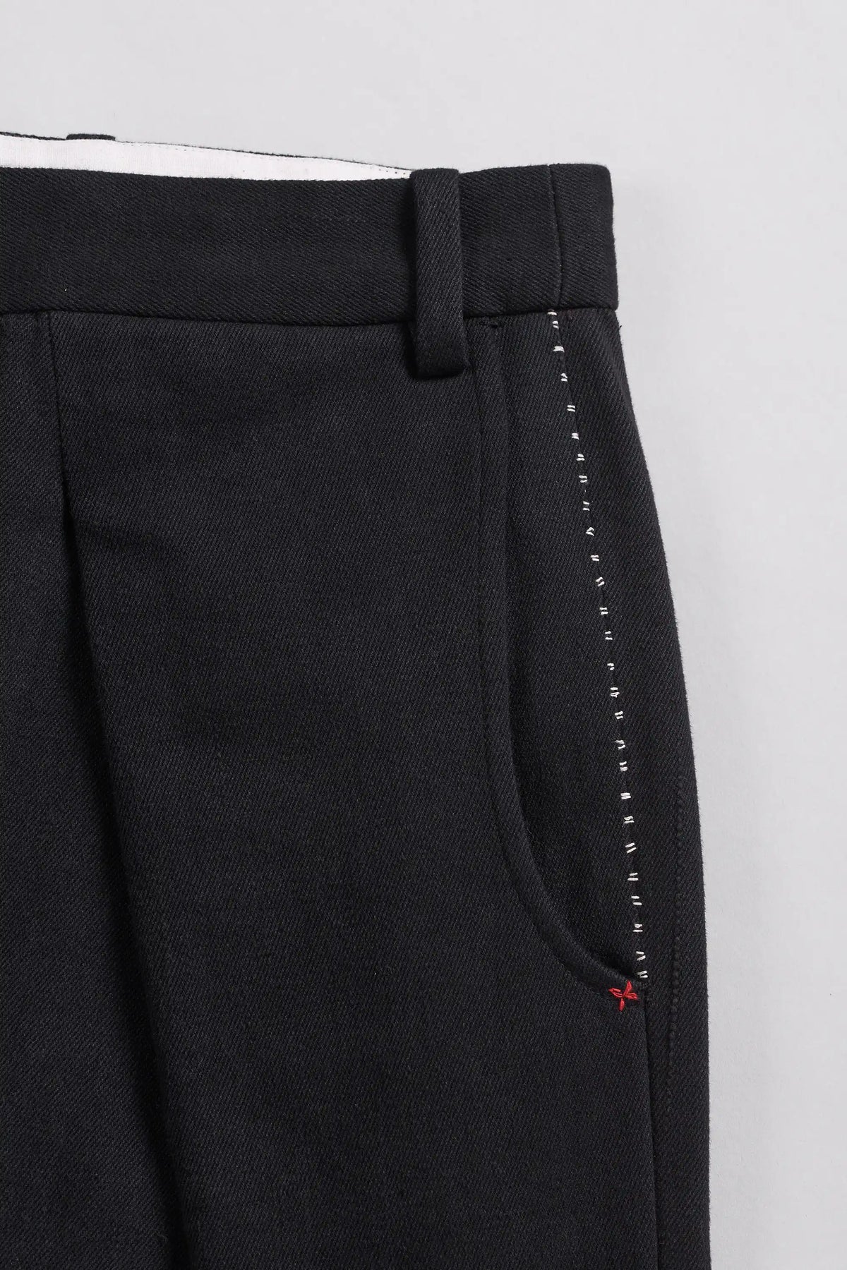 Black Relaxed Pleated Trousers
