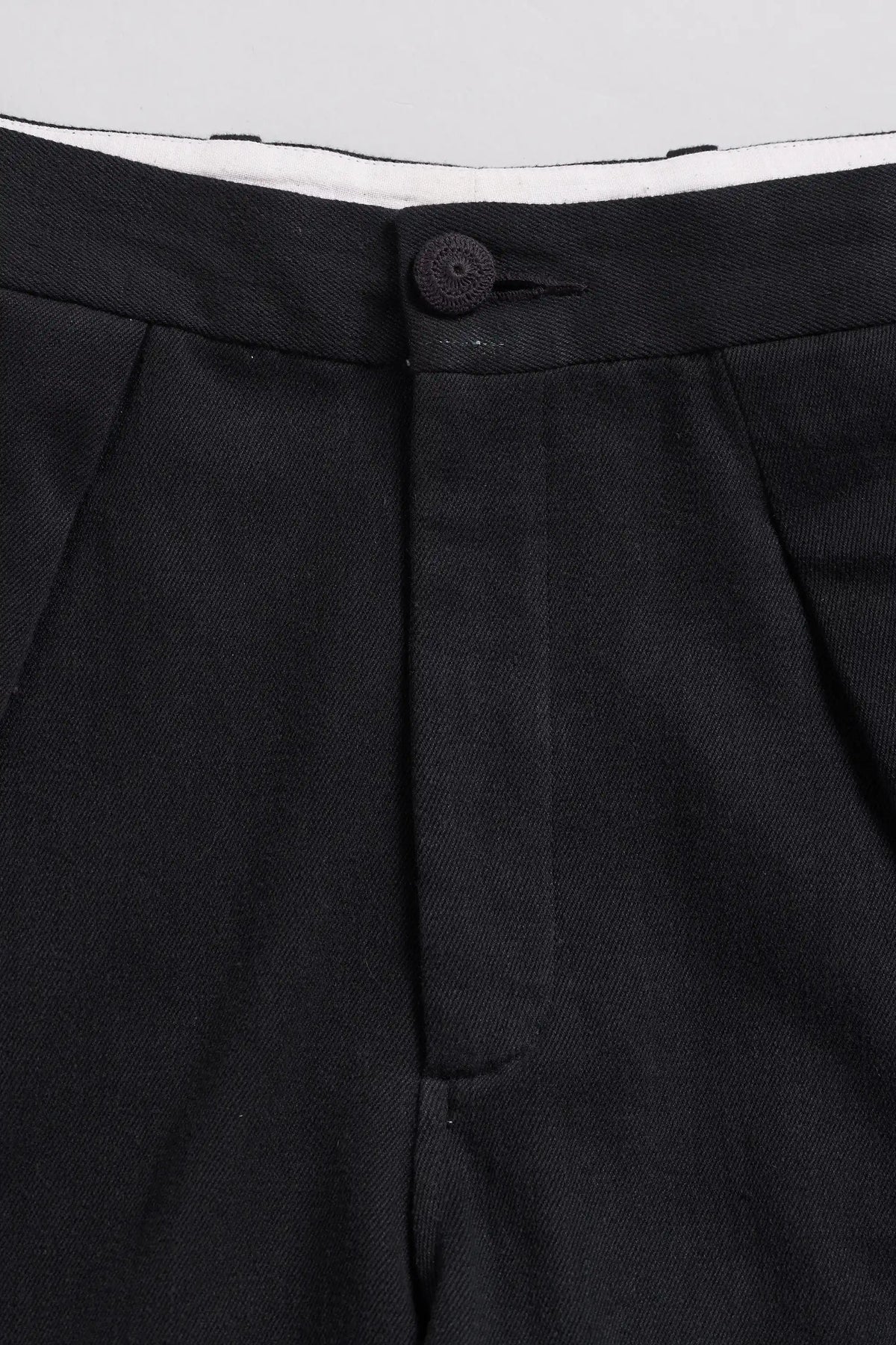 Black Relaxed Pleated Trousers