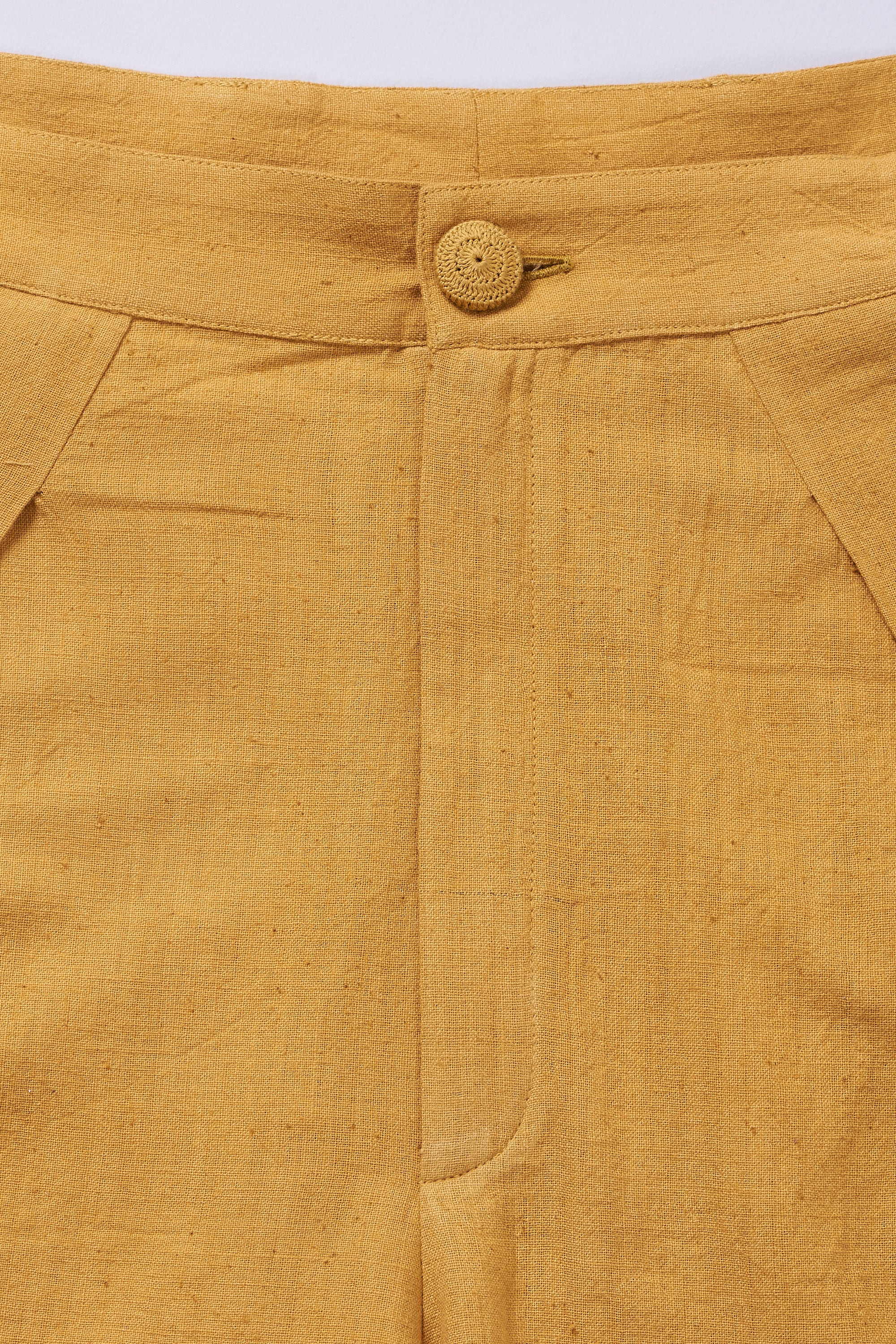 OVERLAP PLEAT TROUSERS IN MUSTARD YELLOW