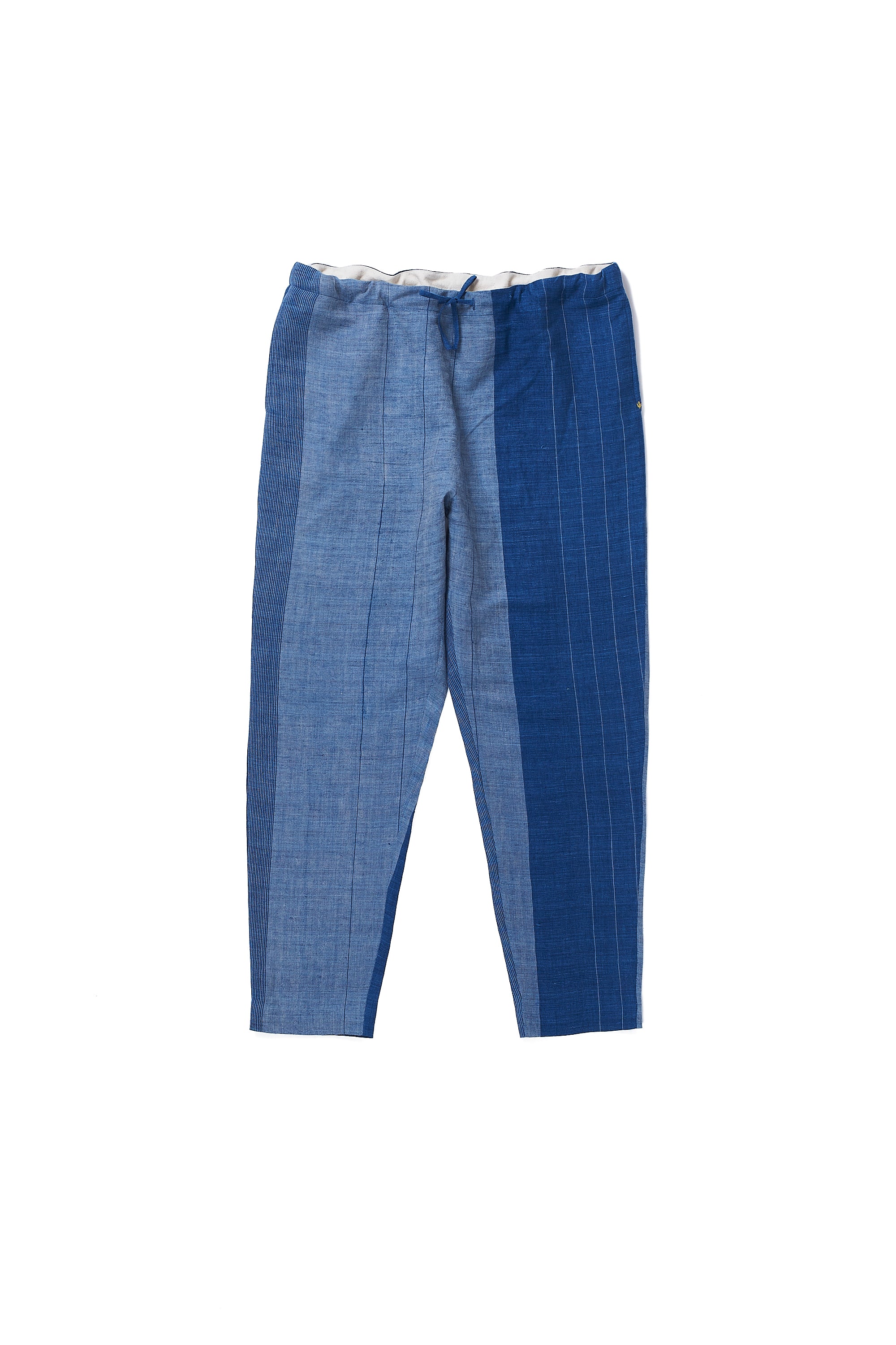 INDIGO YARN DYED STRIPES COTTON PANTS