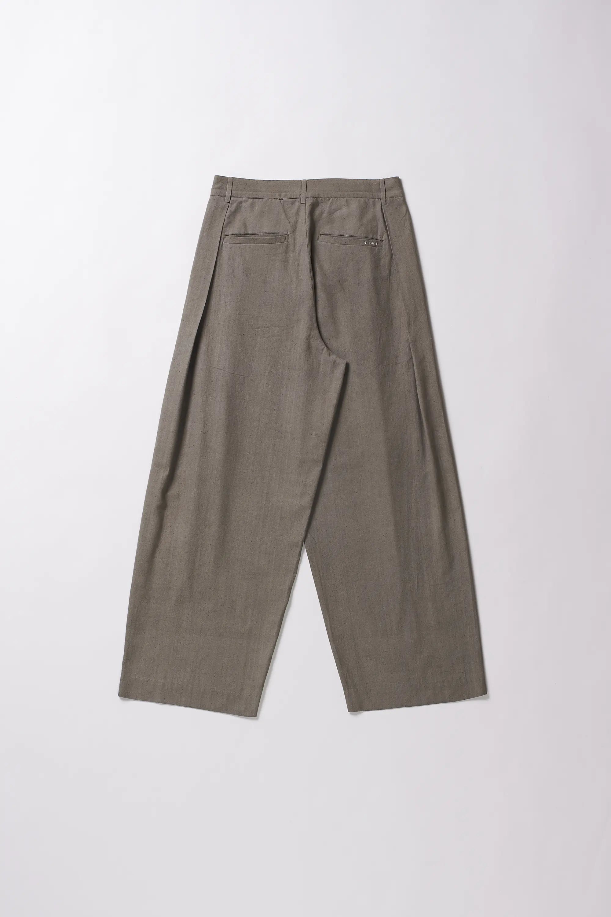 Back shot of a ash grey pants on a white background