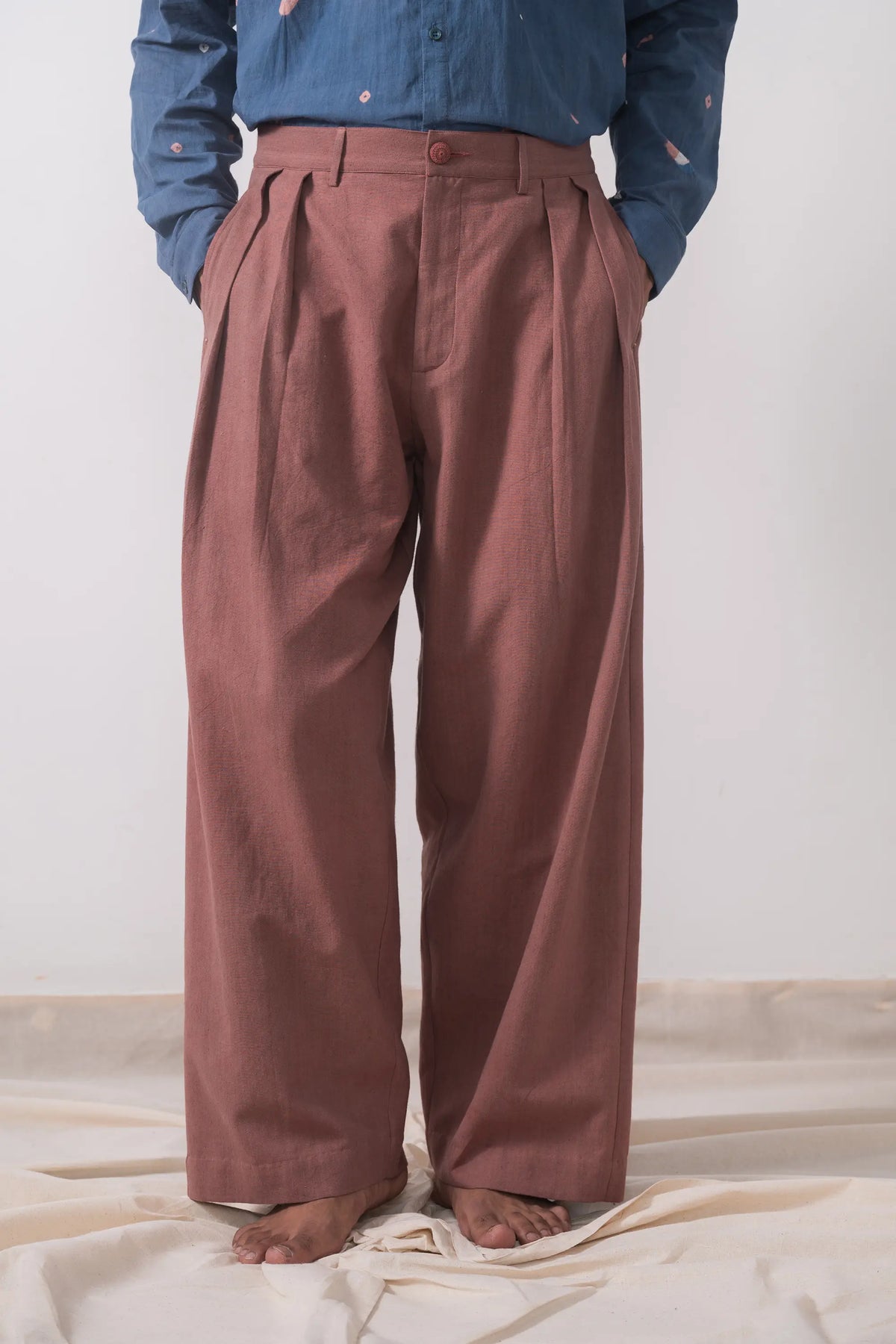 Wide Leg Trousers in Dusky Mauve