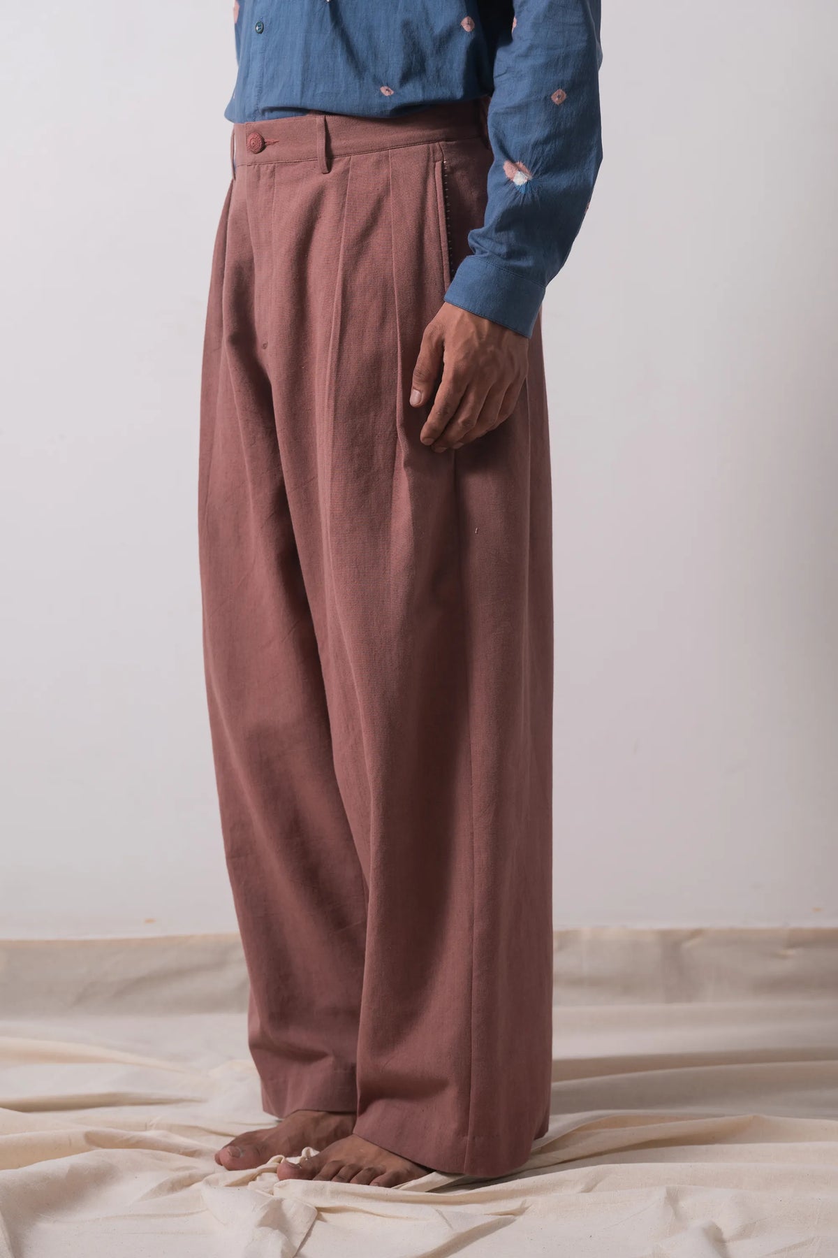 Wide Leg Trousers in Dusky Mauve