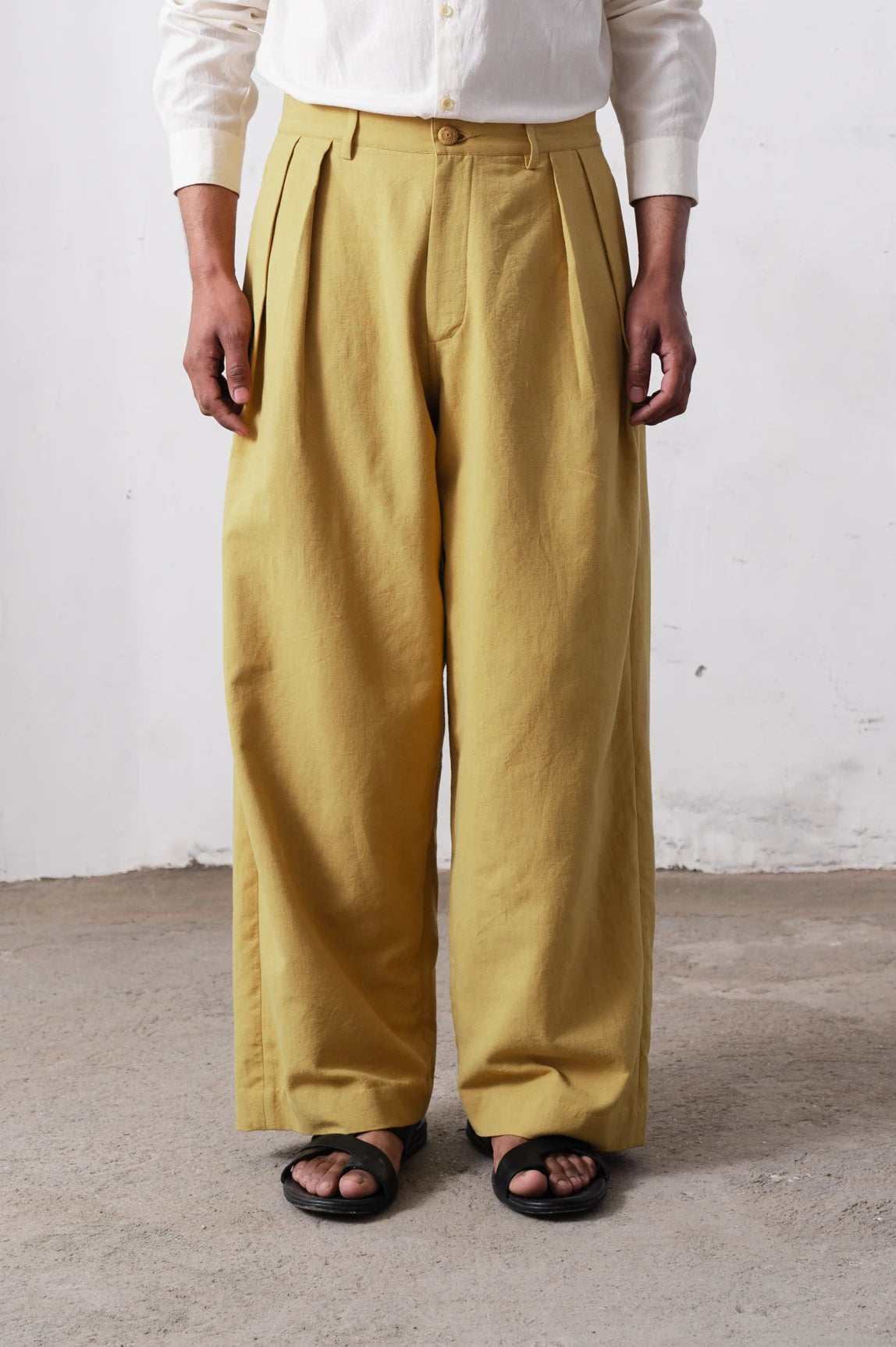 Ochre Yellow Wide Trousers