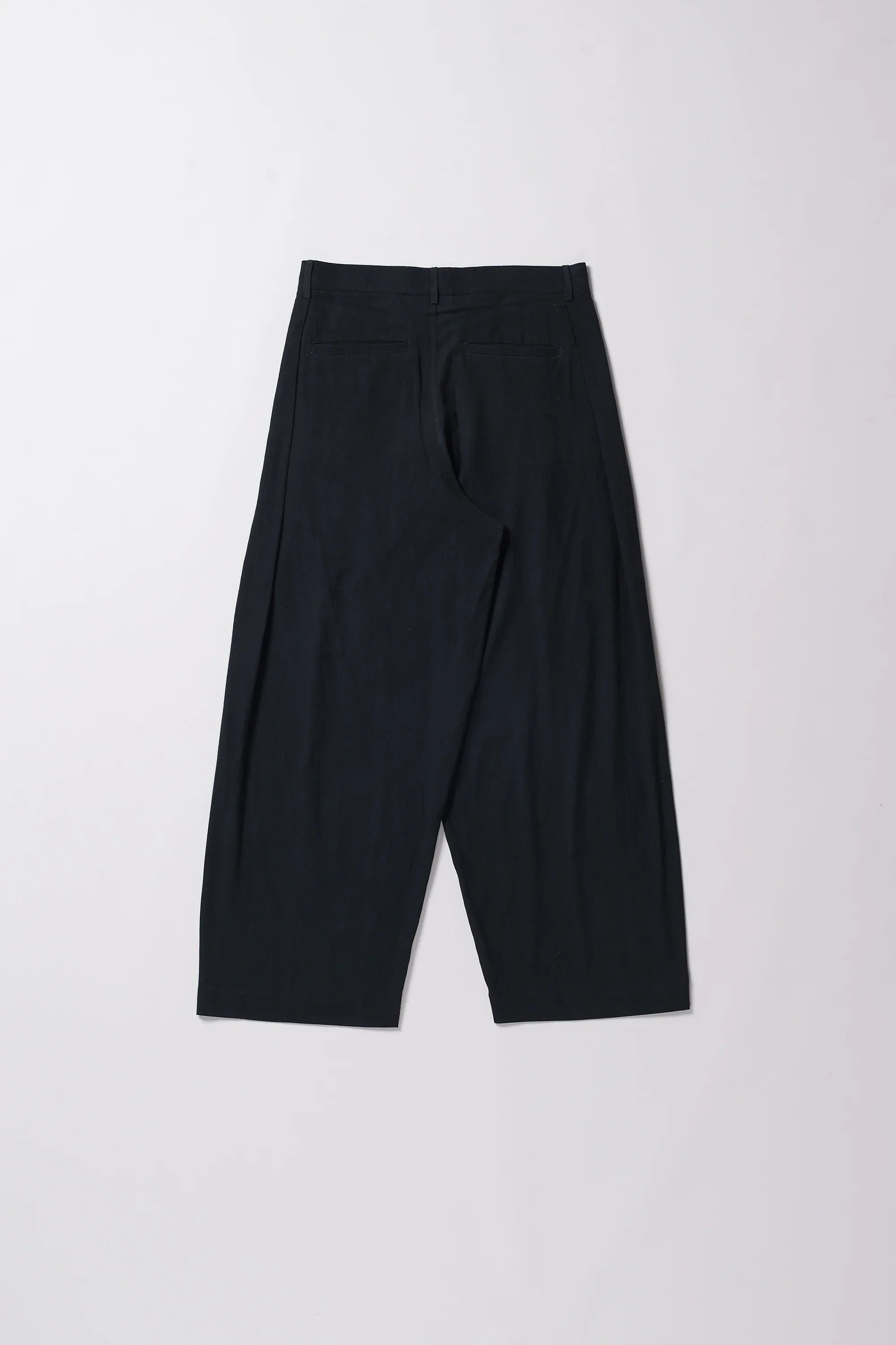 BLACK COTTON PLEATED TROUSERS