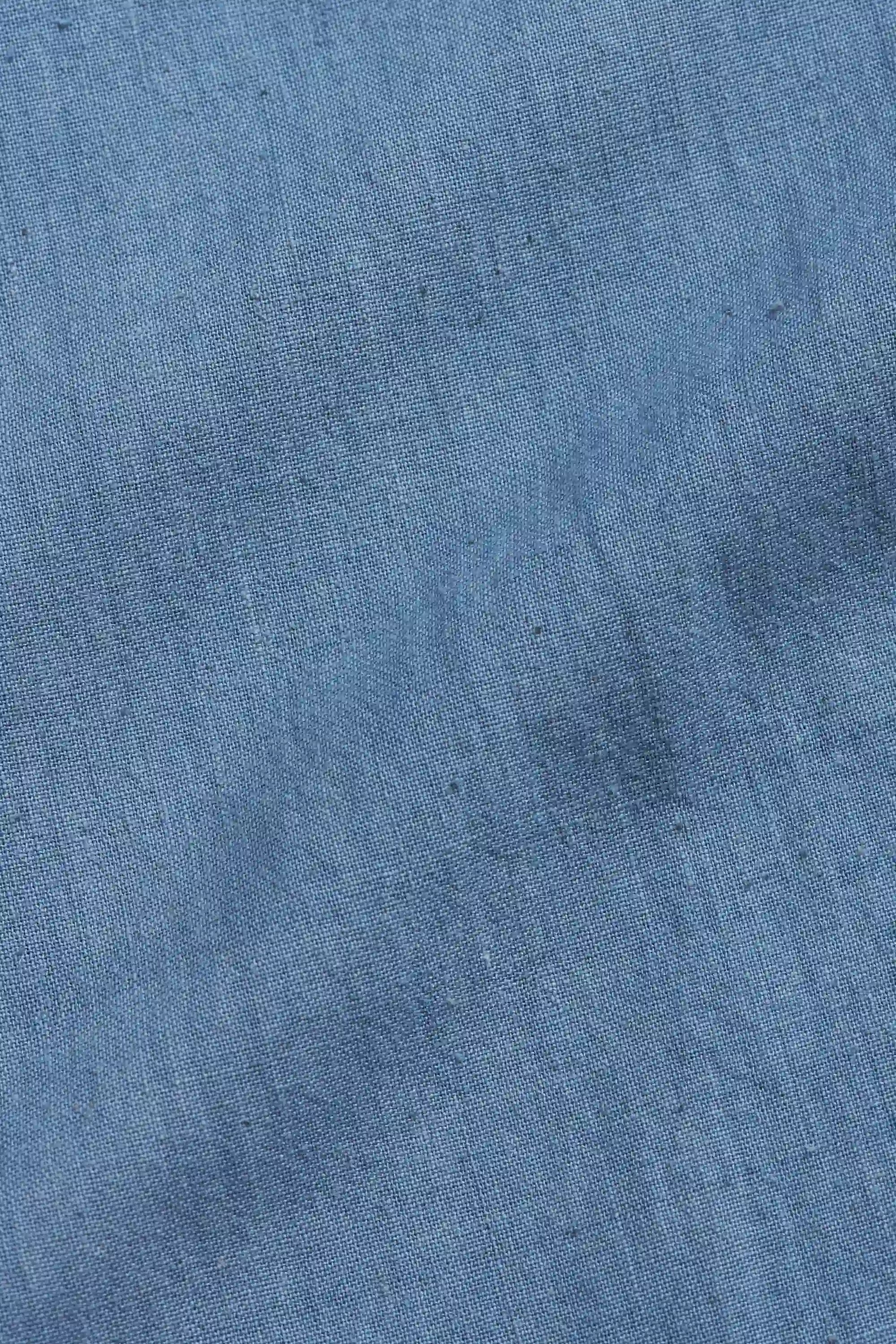 Close-up of blue cotton fabric 