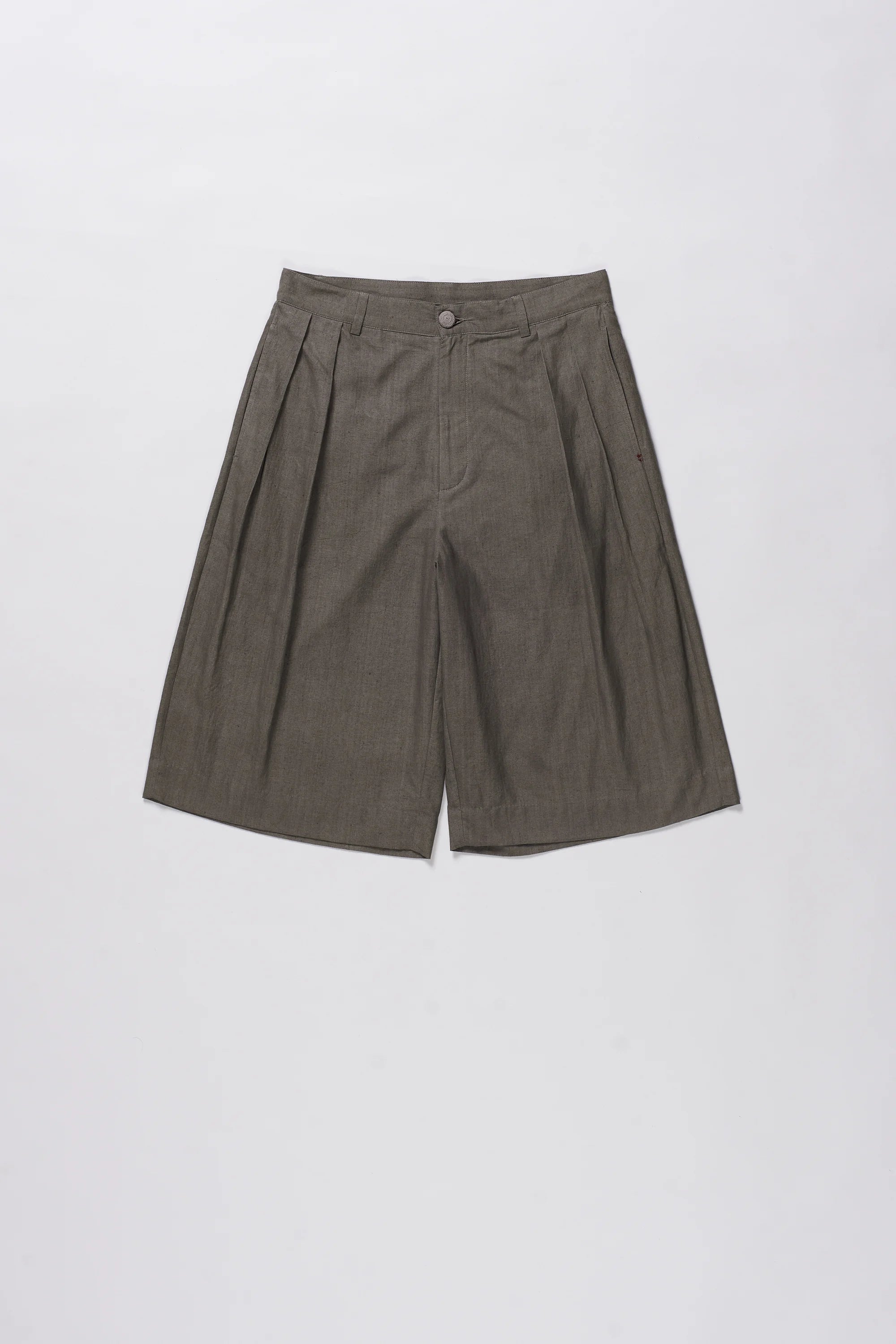 Ash Grey Pleated Shorts