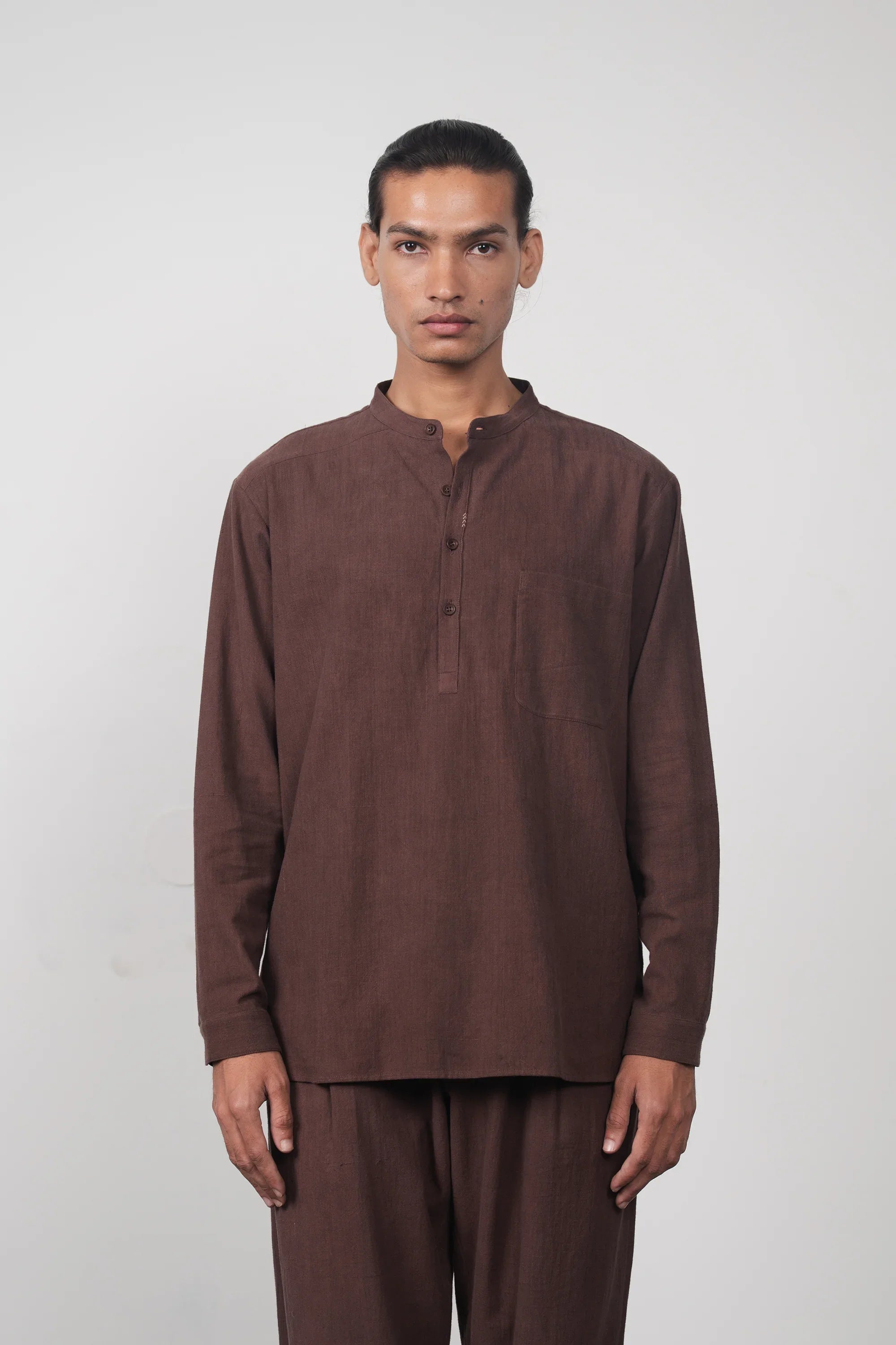 BURNT UMBER SHIRT WITH PATCH POCKET