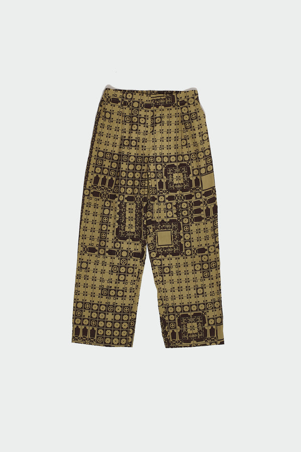 SCREEN PRINTED COTTON SILK BLEND PANT