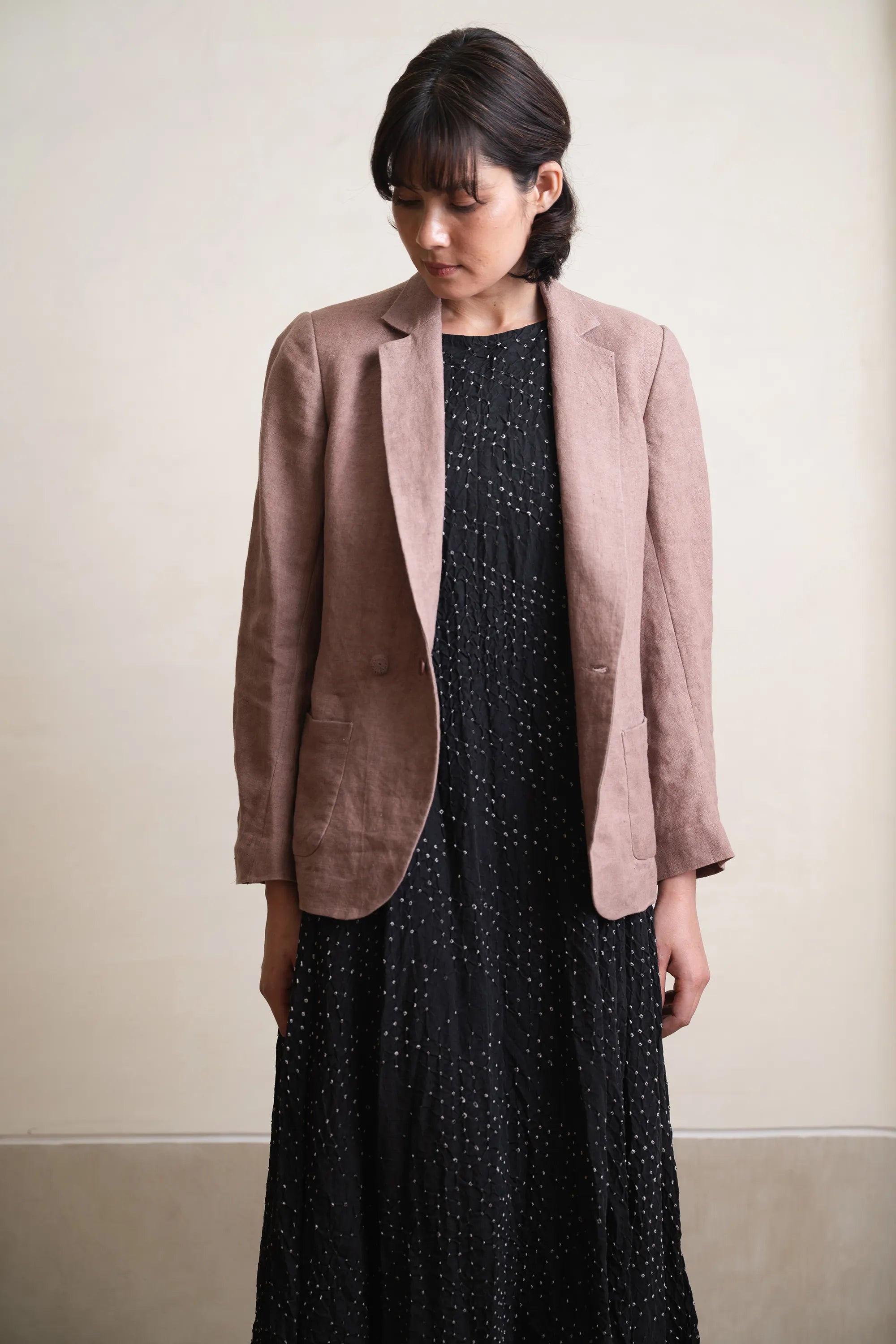 Old Rose Detailed Linen Jacket