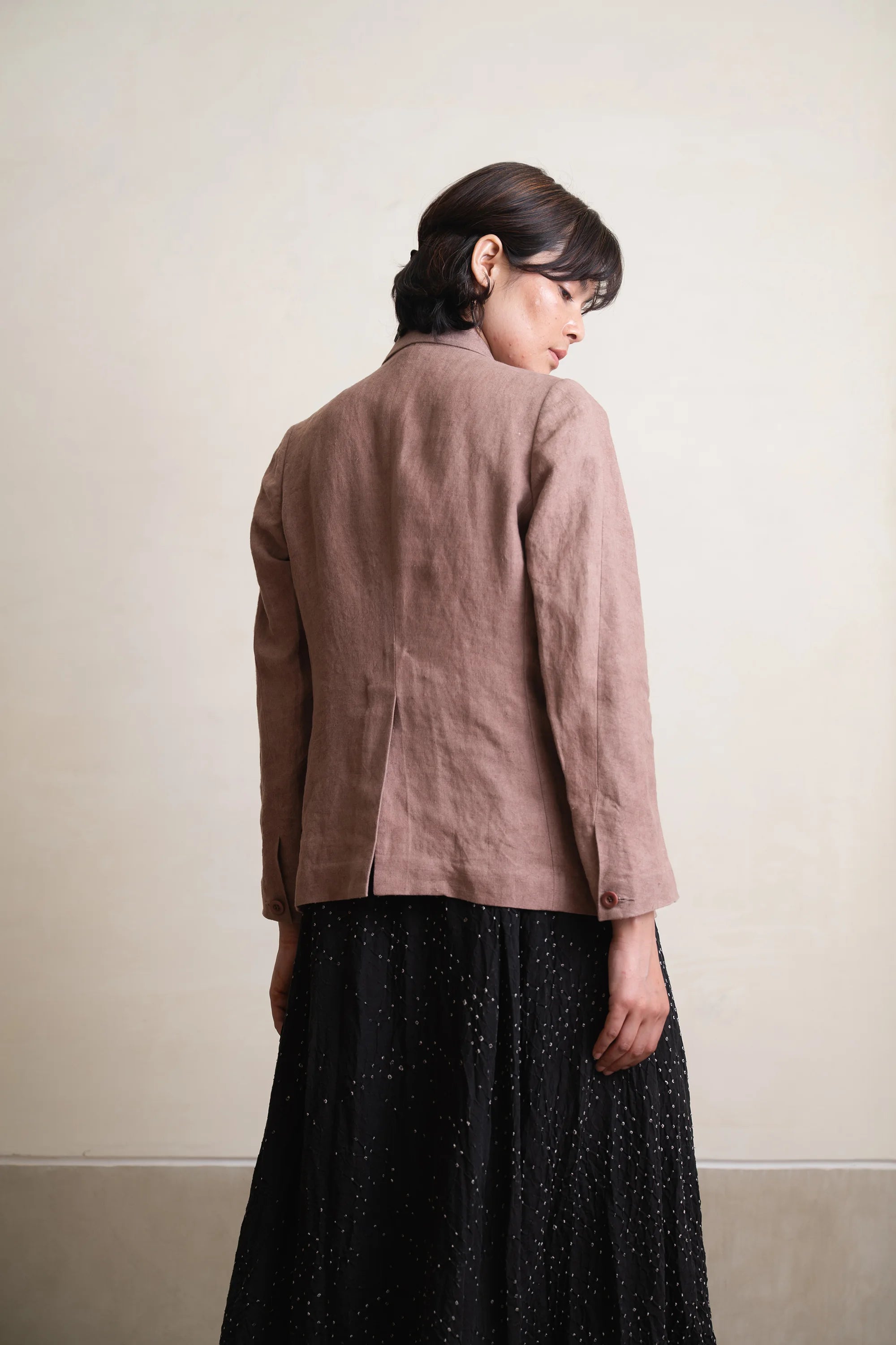 Old Rose Detailed Linen Jacket