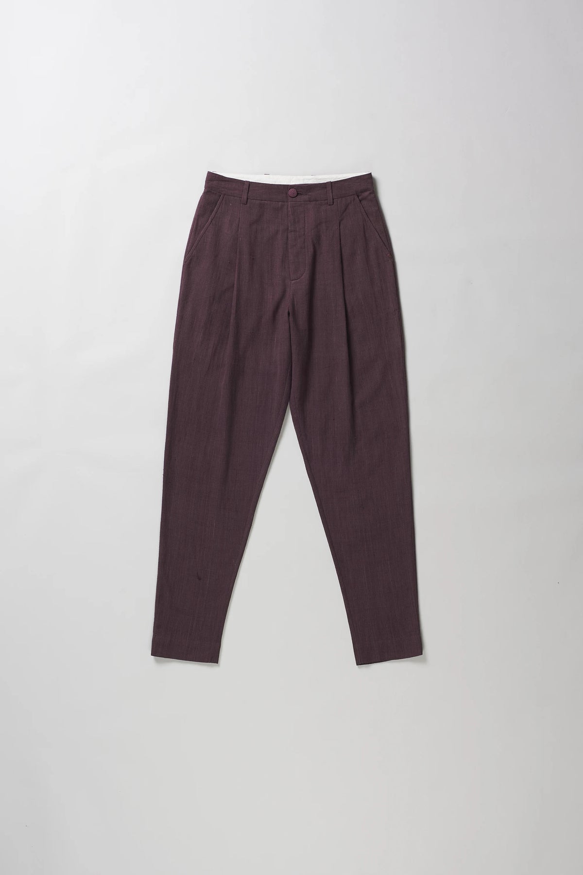 Purple Red Pleated Tapered Pants