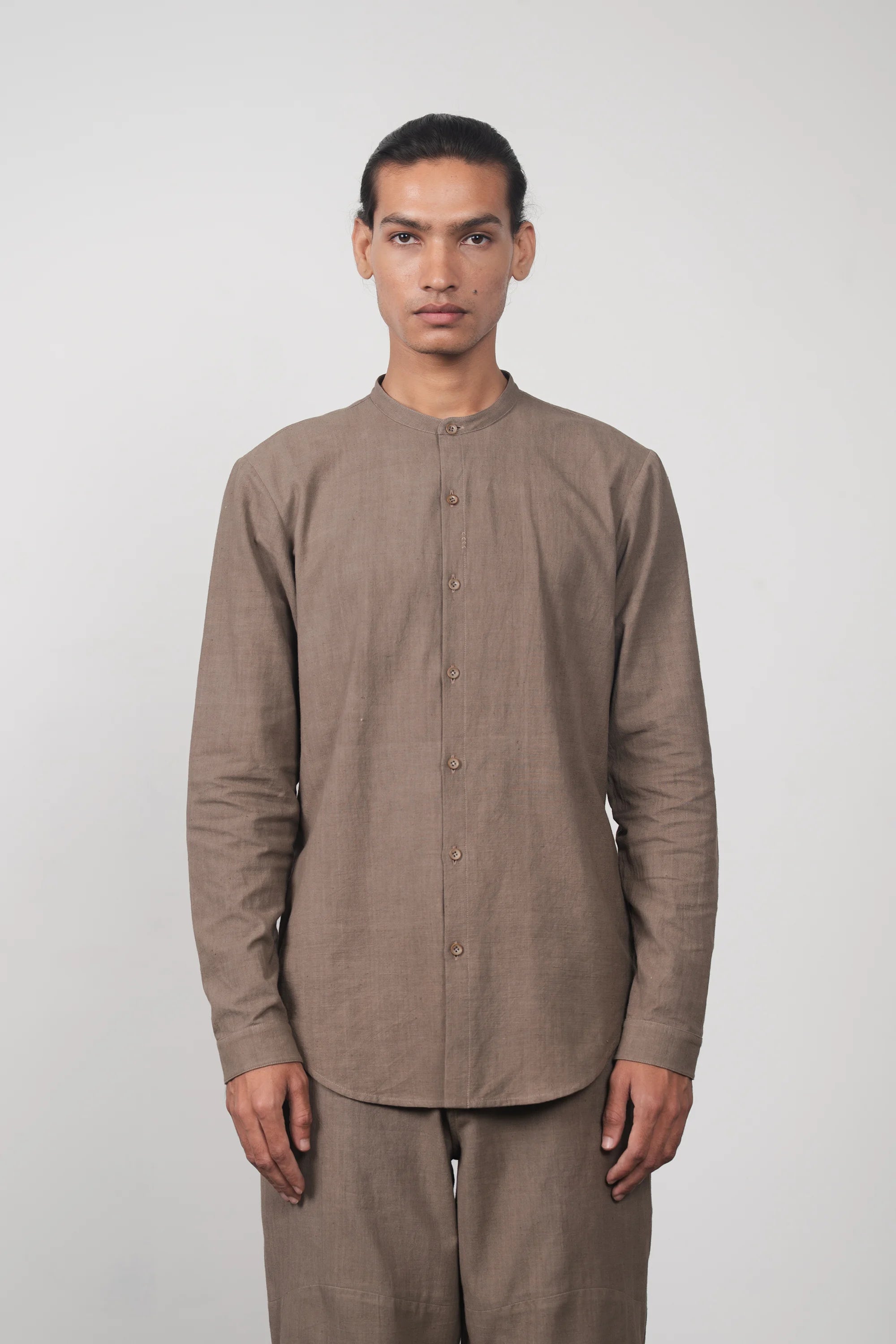 ASH GREY COLLAR BANDHANI SHIRT