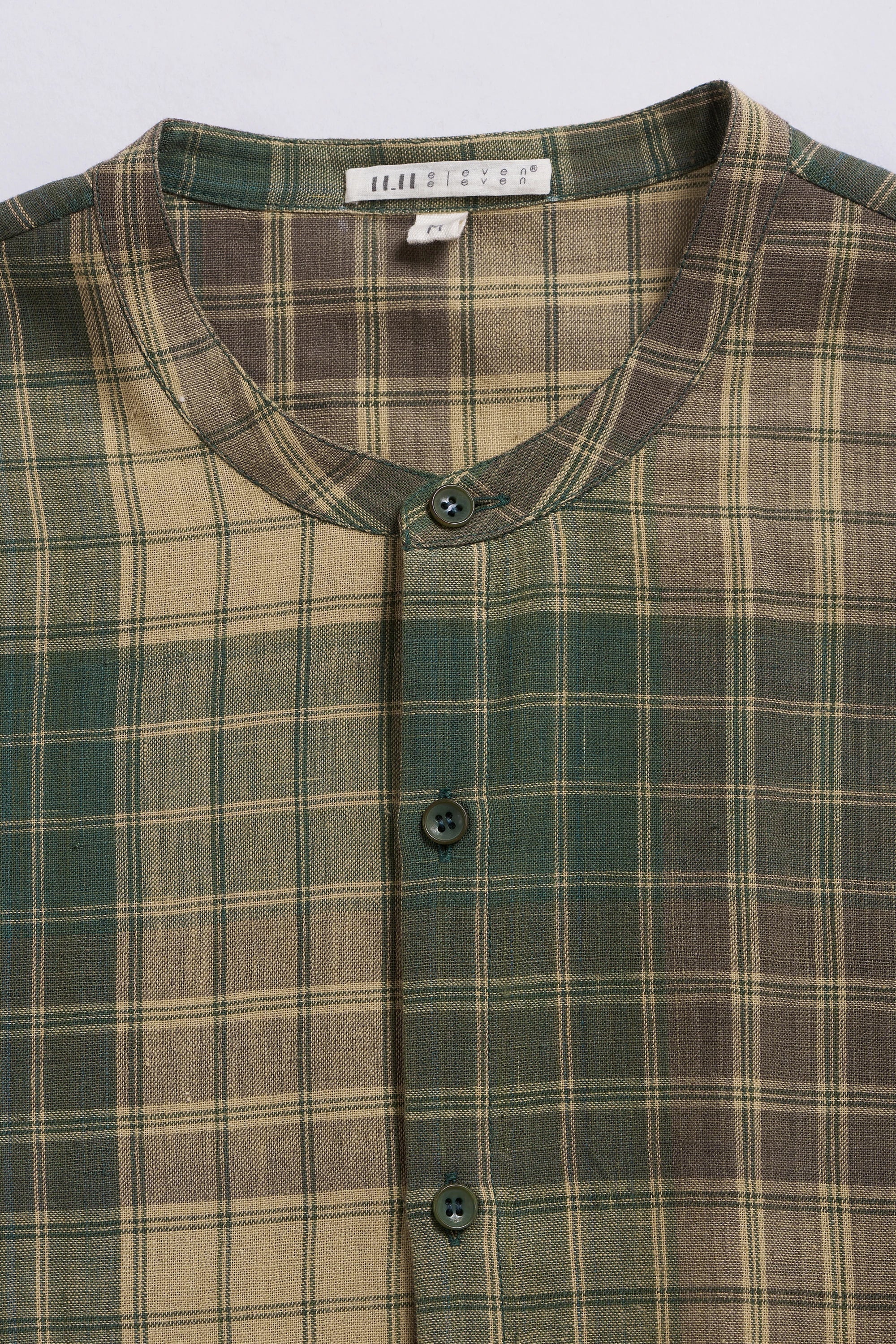 Band Collar Shirt in Jade Green