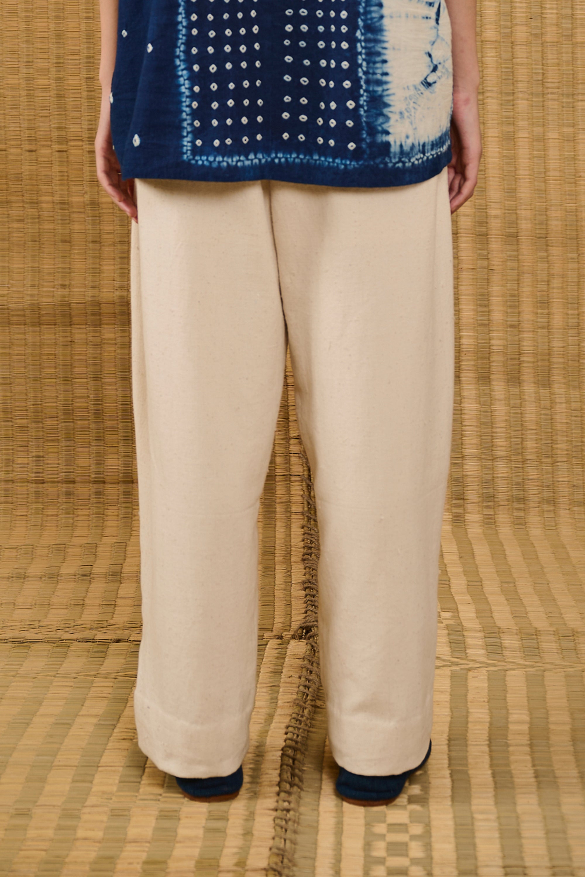 OFF-WHITE ORGANIC COTTON WIDE LEG TROUSER