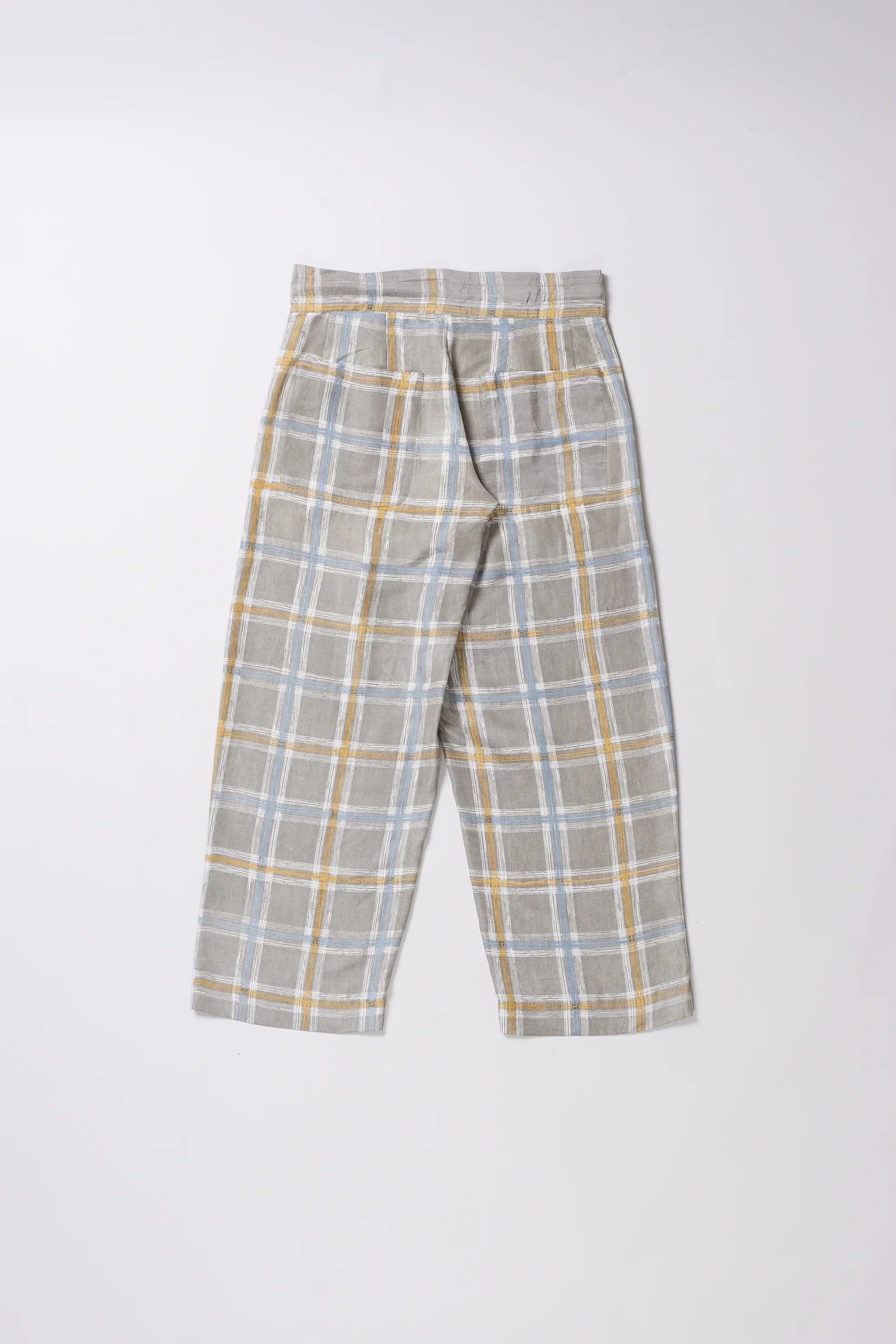CHARCOAL CHECKS SILK TROUSERS