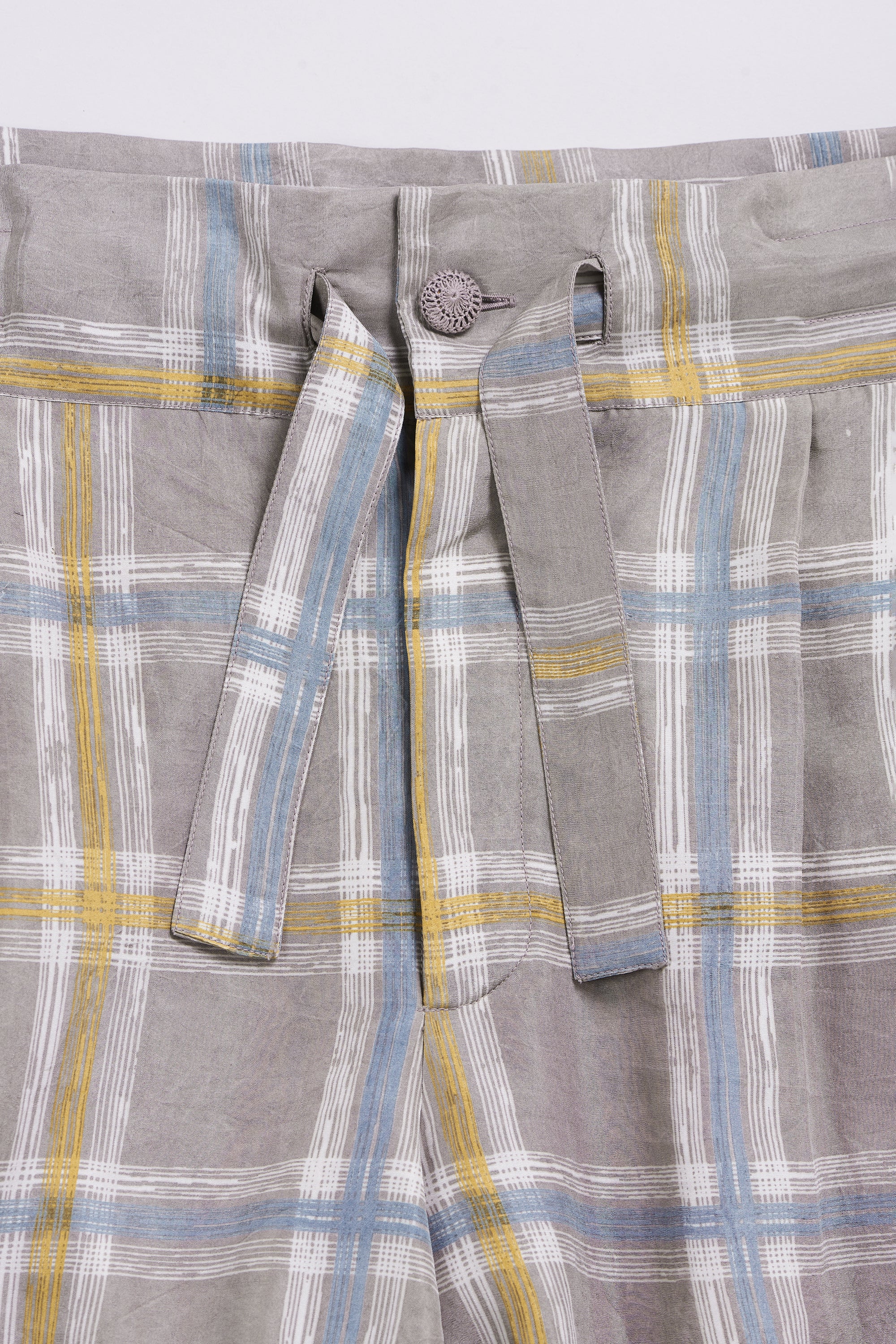 CHARCOAL CHECKS SILK TROUSERS