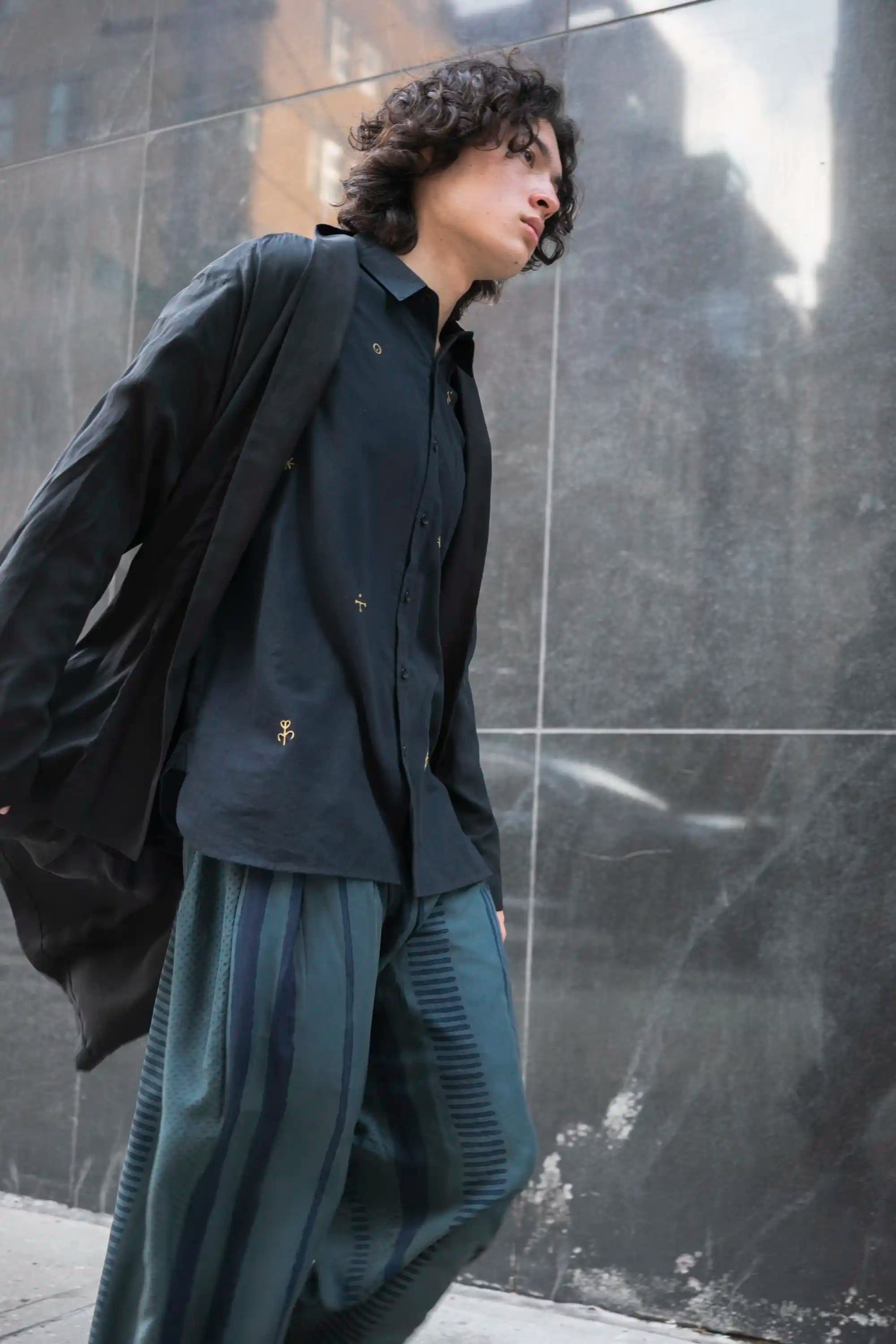 BLACK BLOCK PRINTED SILK PANT