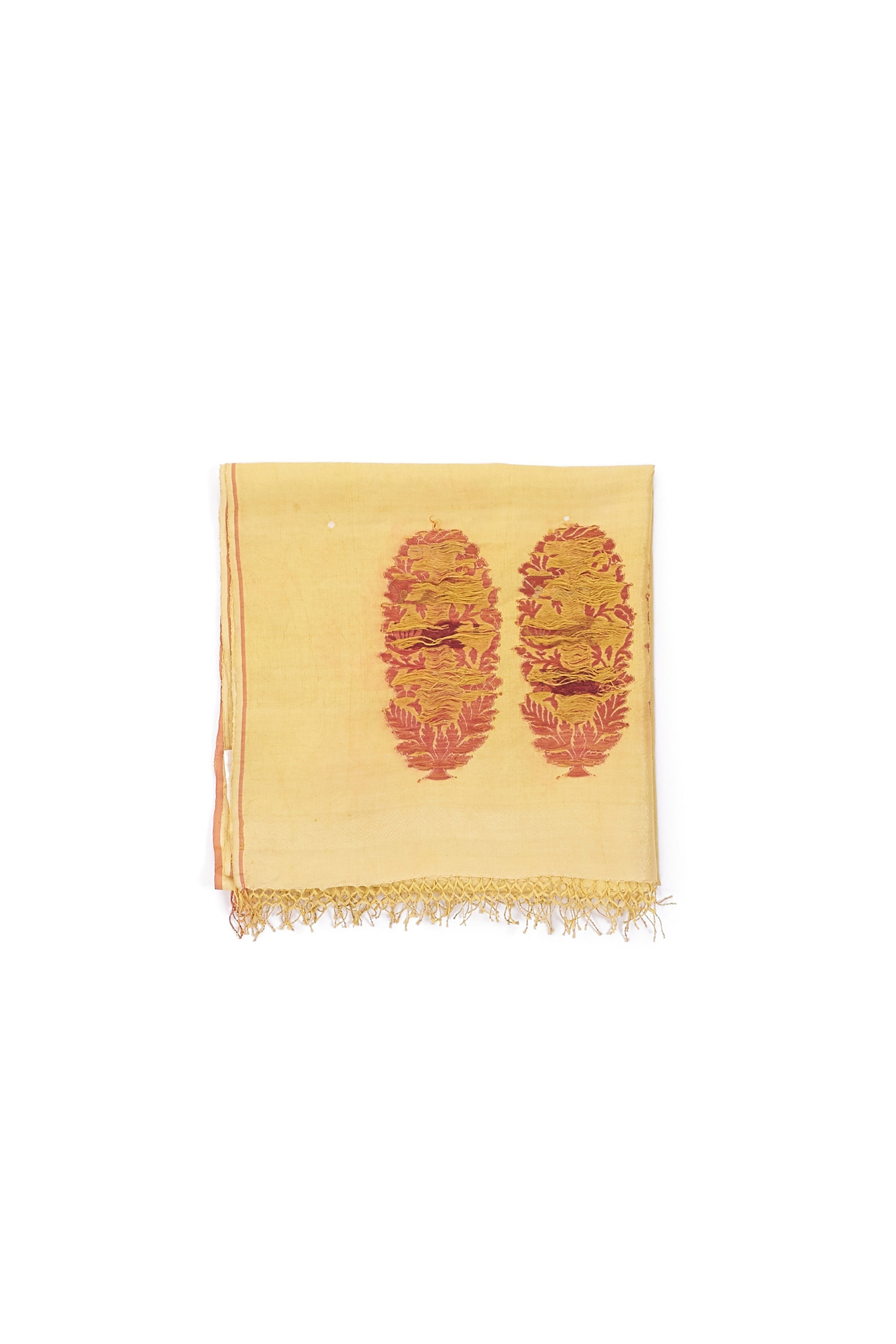 OCHRE YELLOW SILK WITH BANDHANI BROCADE SCARF