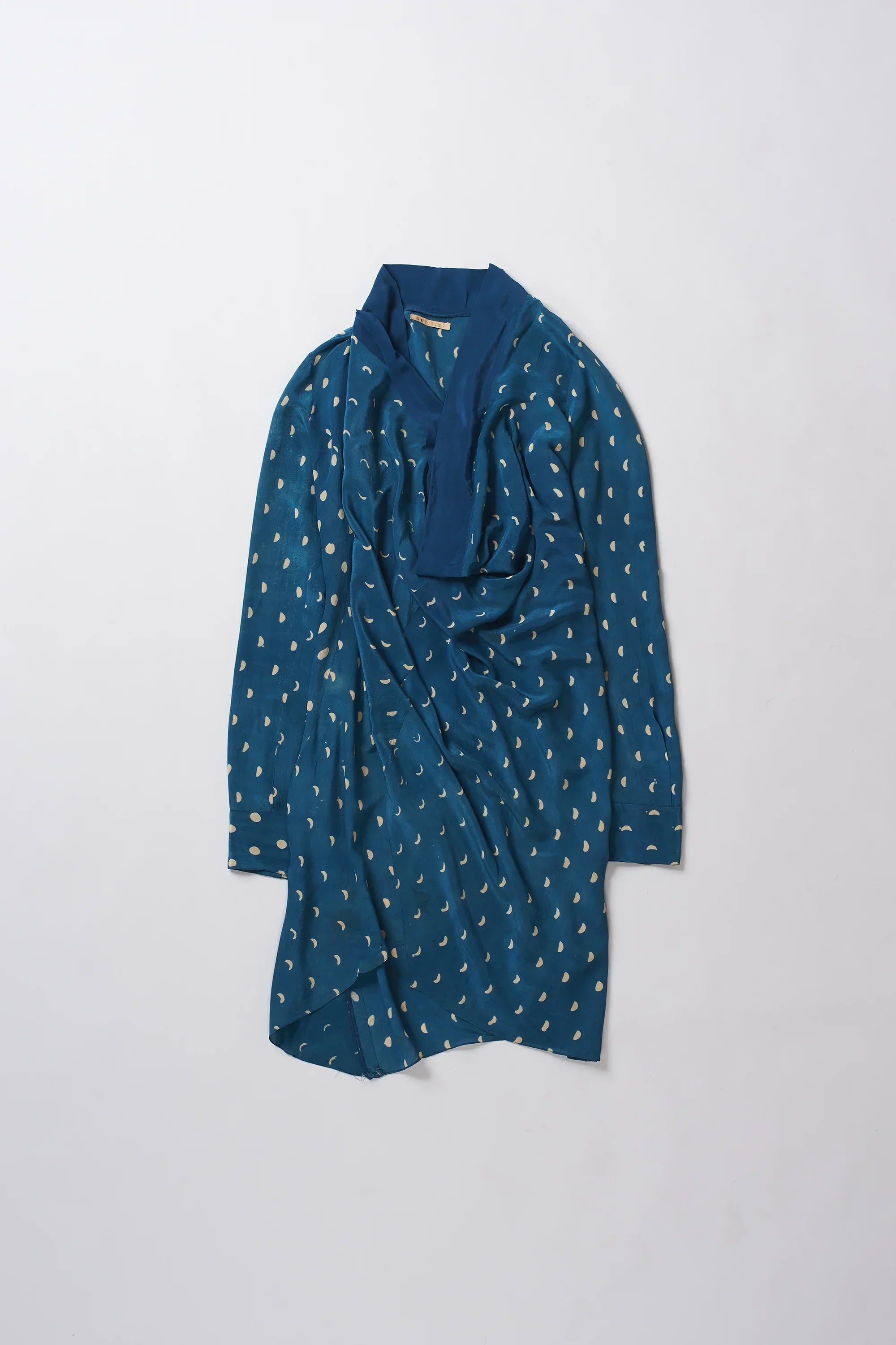 Vingilsel Drape Dress In Silk with Block Print