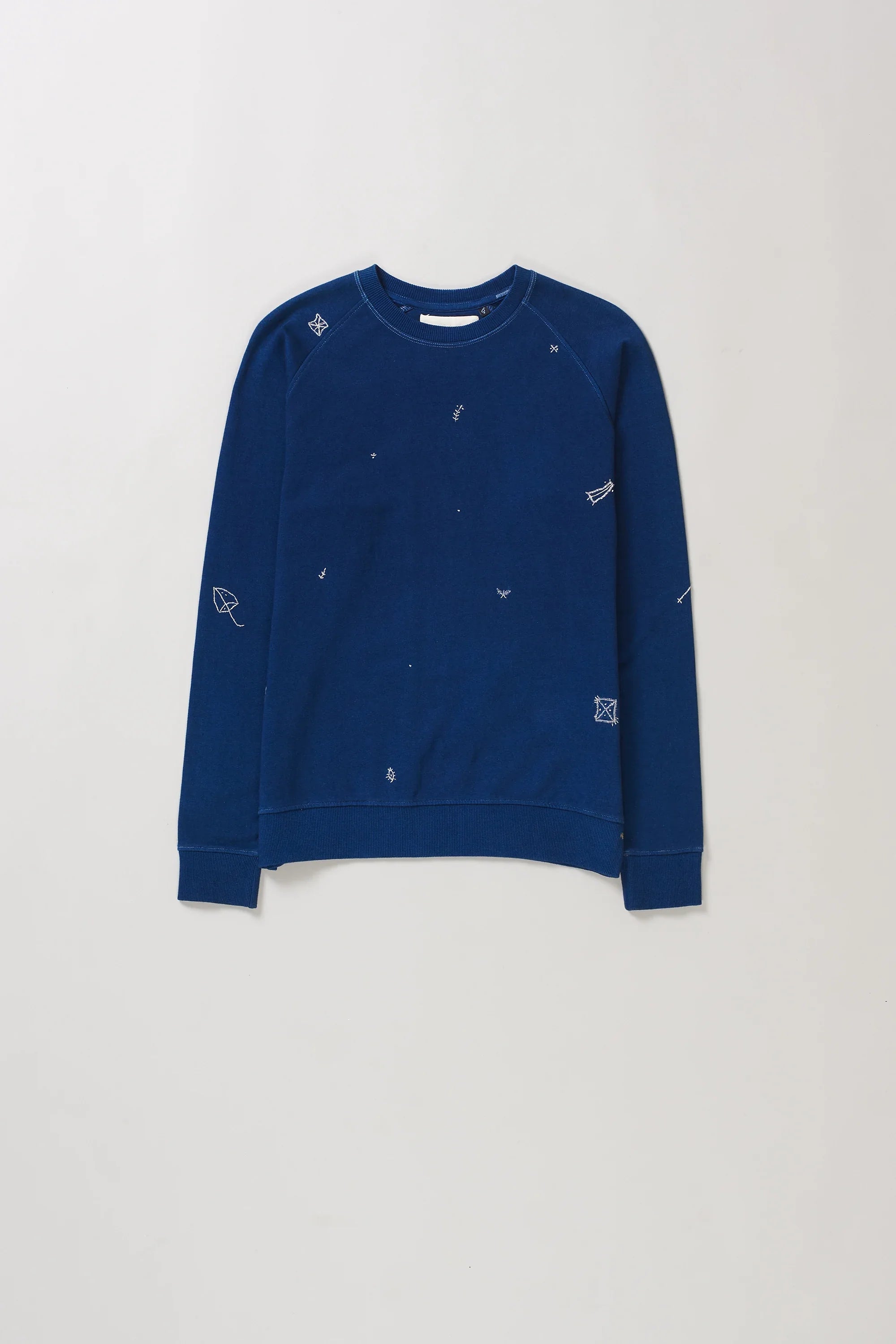 Front image of medium indigo cotton sweatshirt
