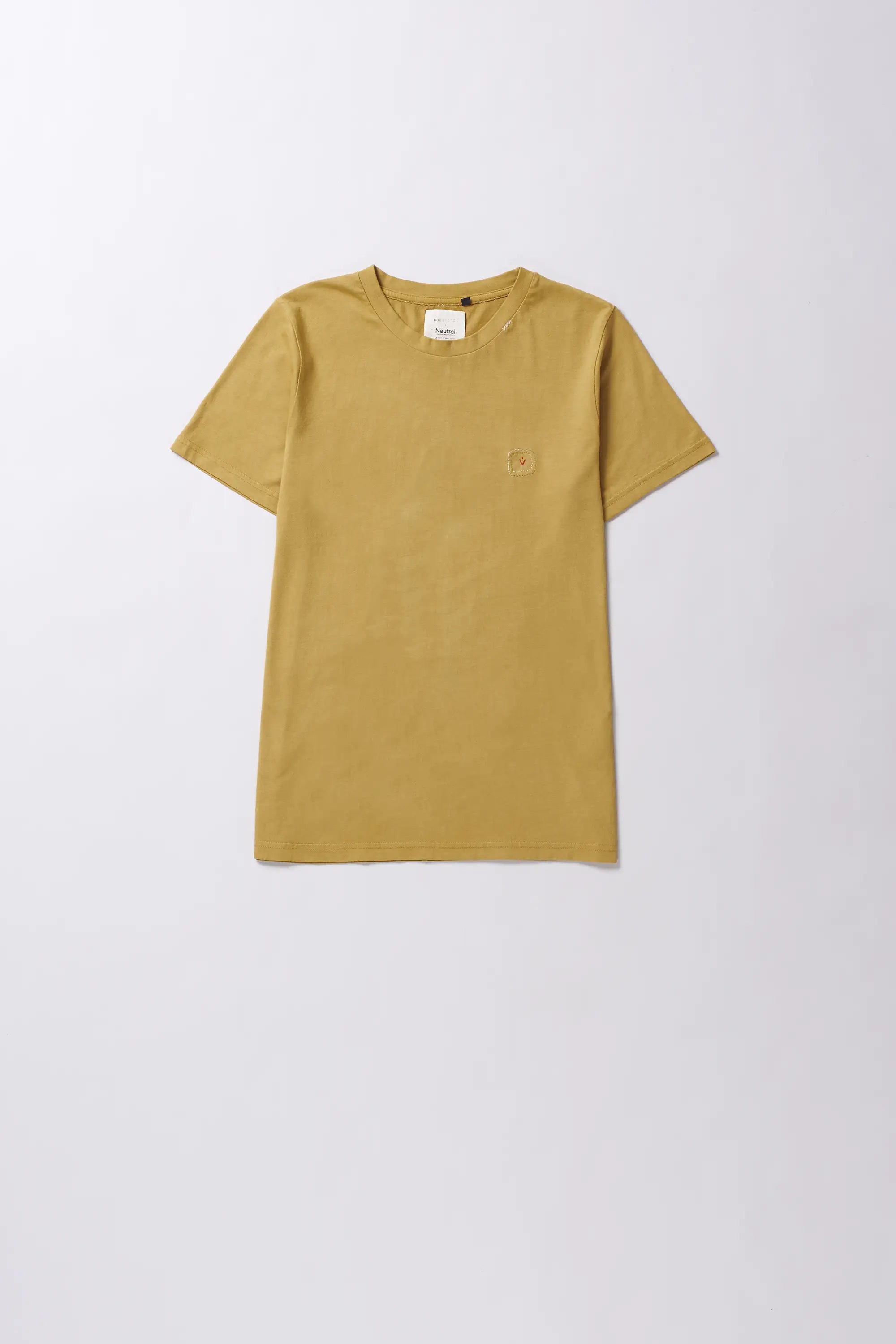 Ochre yellow cotton t-shirt with hand detail