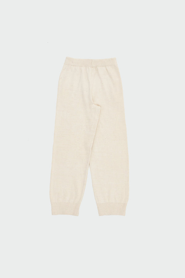 Ungendered Ecru Knitted Cotton Pants With Drawstring
