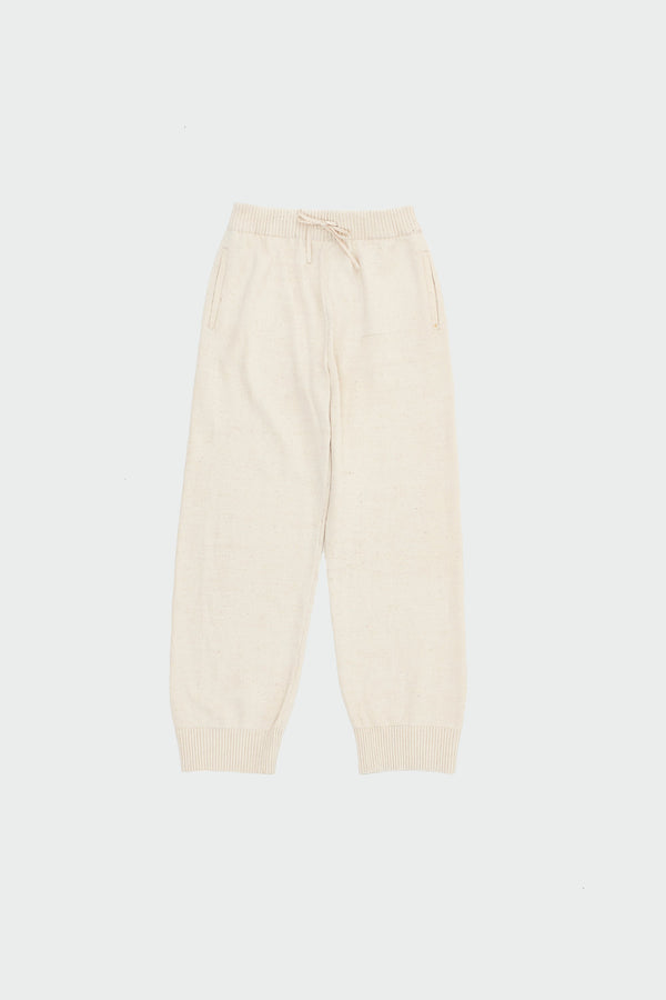 Ungendered Ecru Knitted Cotton Pants With Drawstring