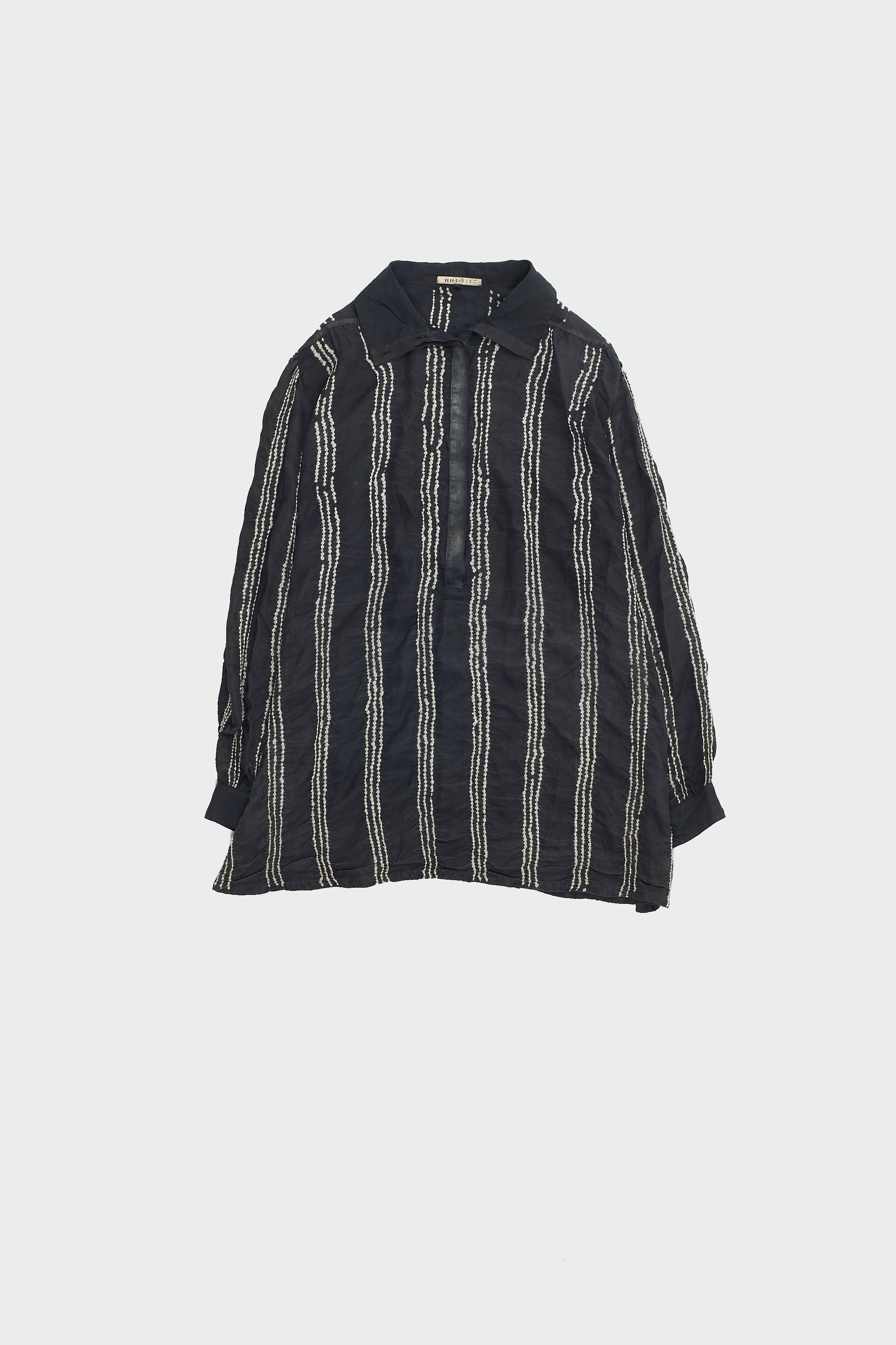 BLACK PIN STRIPE BANDHANI SOFT SILK TOP