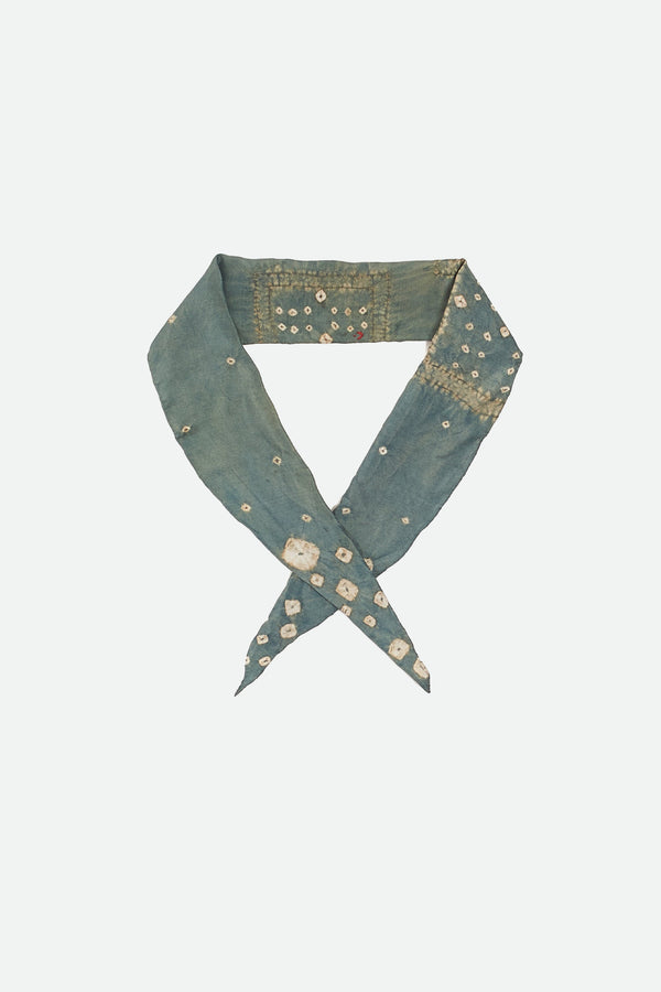 TURQUOISE SILK BANDANA CRAFTED WITH SHIBORI