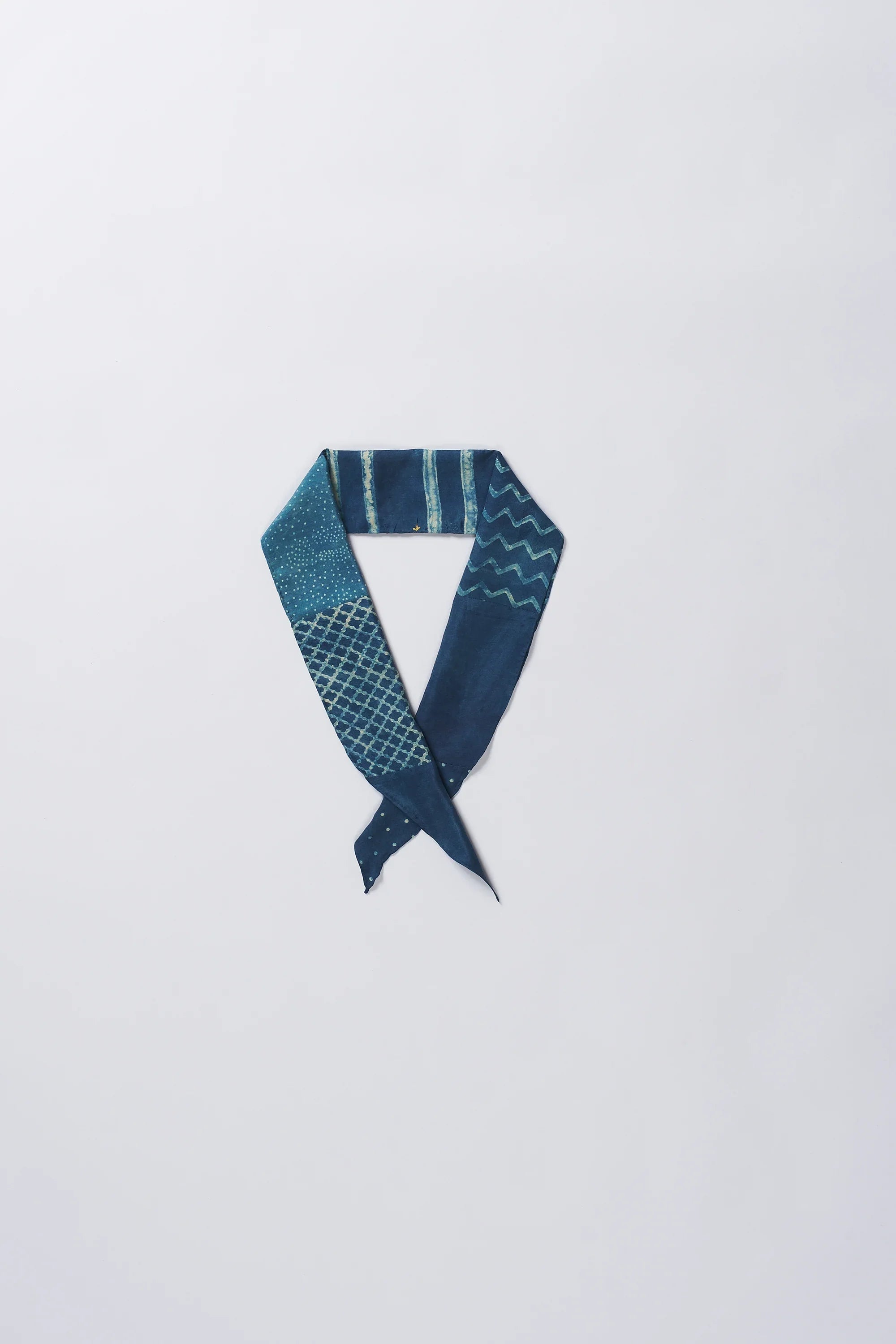 Patchwork Bandana in Silk Indigo