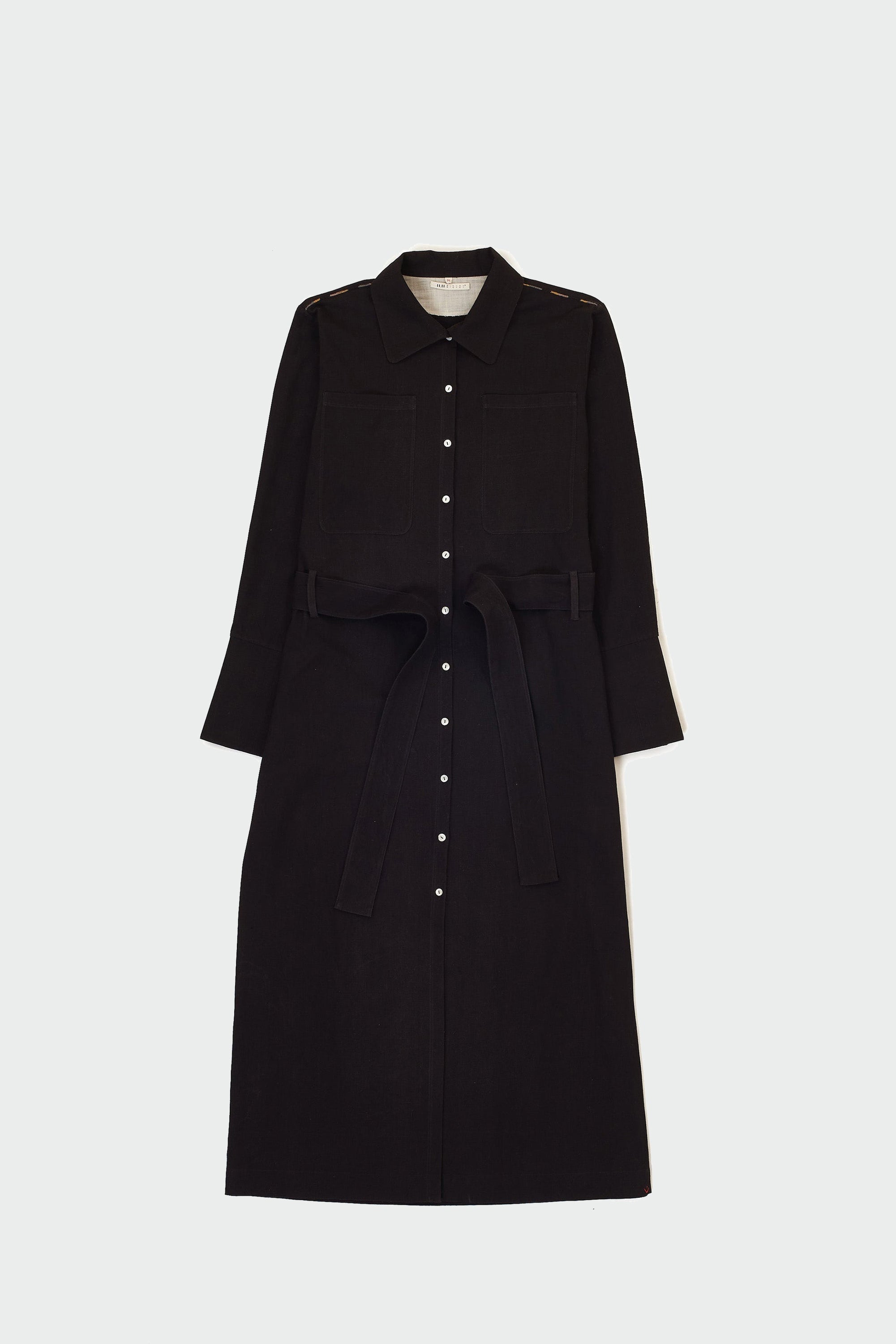 BLACK COTTON SUMMER SHIRT DRESS