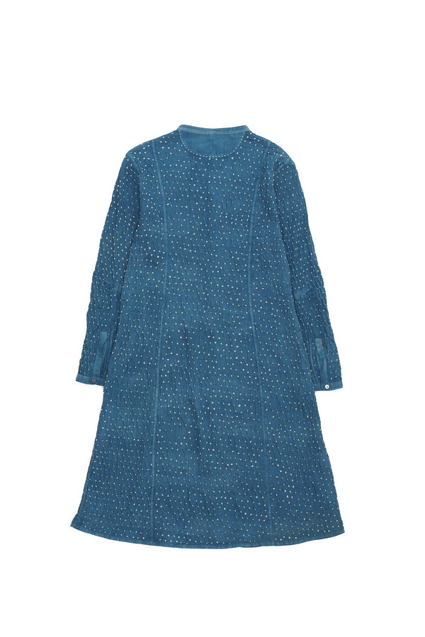 TURQUOISE SHIRT DRESS CRAFTED WITH ALL OVER BANDHANI