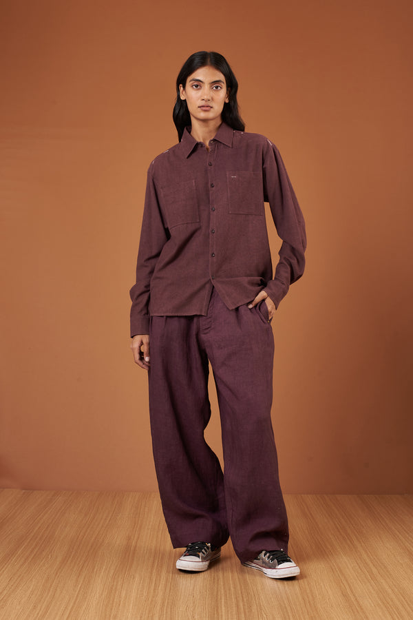 Ungendered Cotton Shirt In Raisin Purple