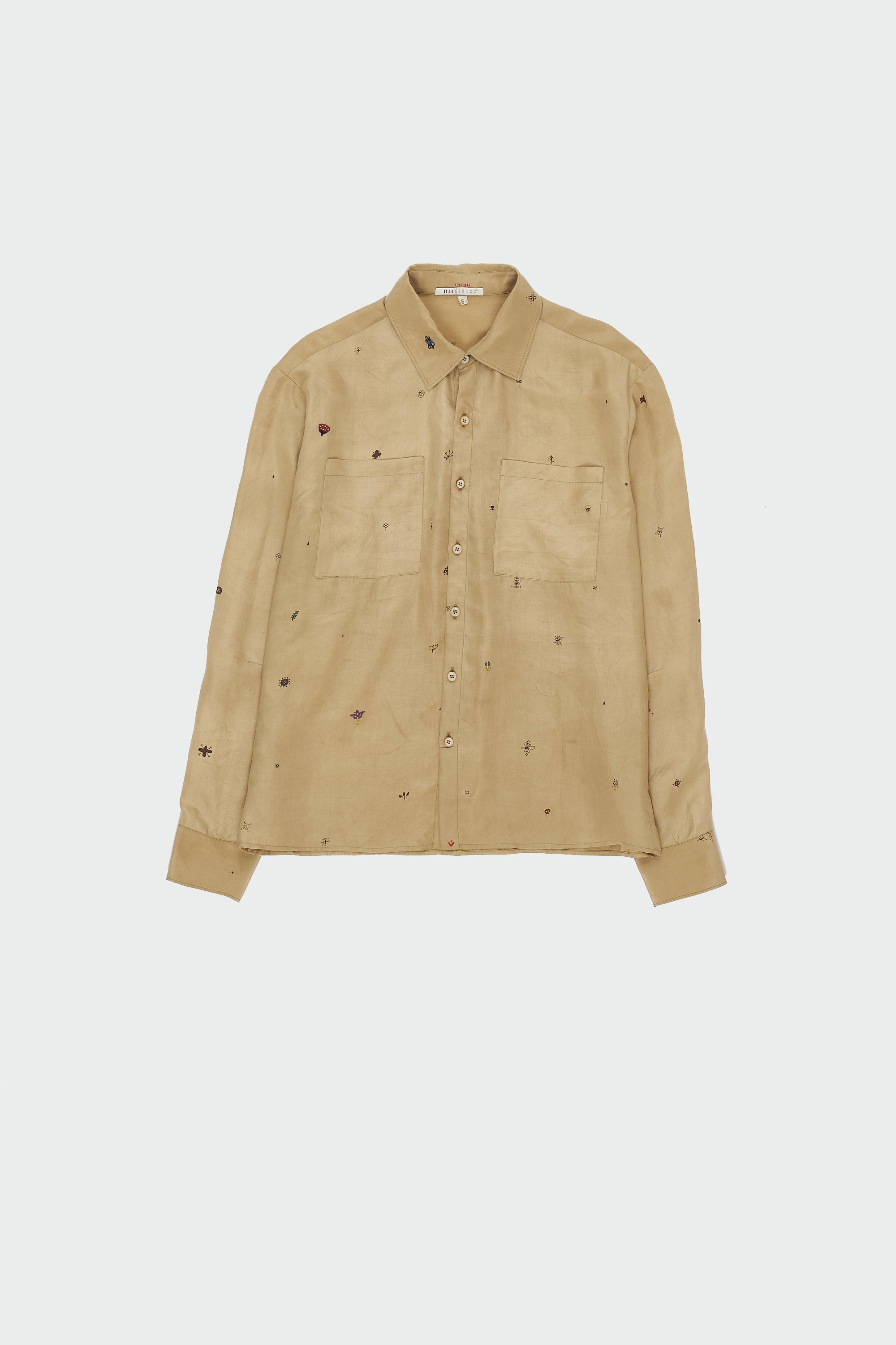 WHISKEY GOLD SCREEN PRINTED SHIRT WITH HAND DETAILS