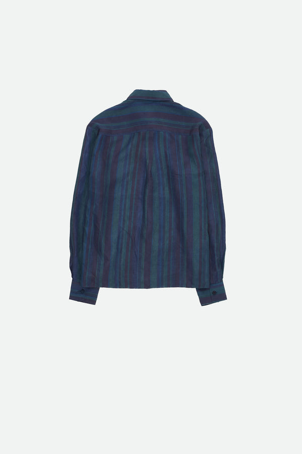 SCREEN PRINTED STRIPED SILK SHIRT