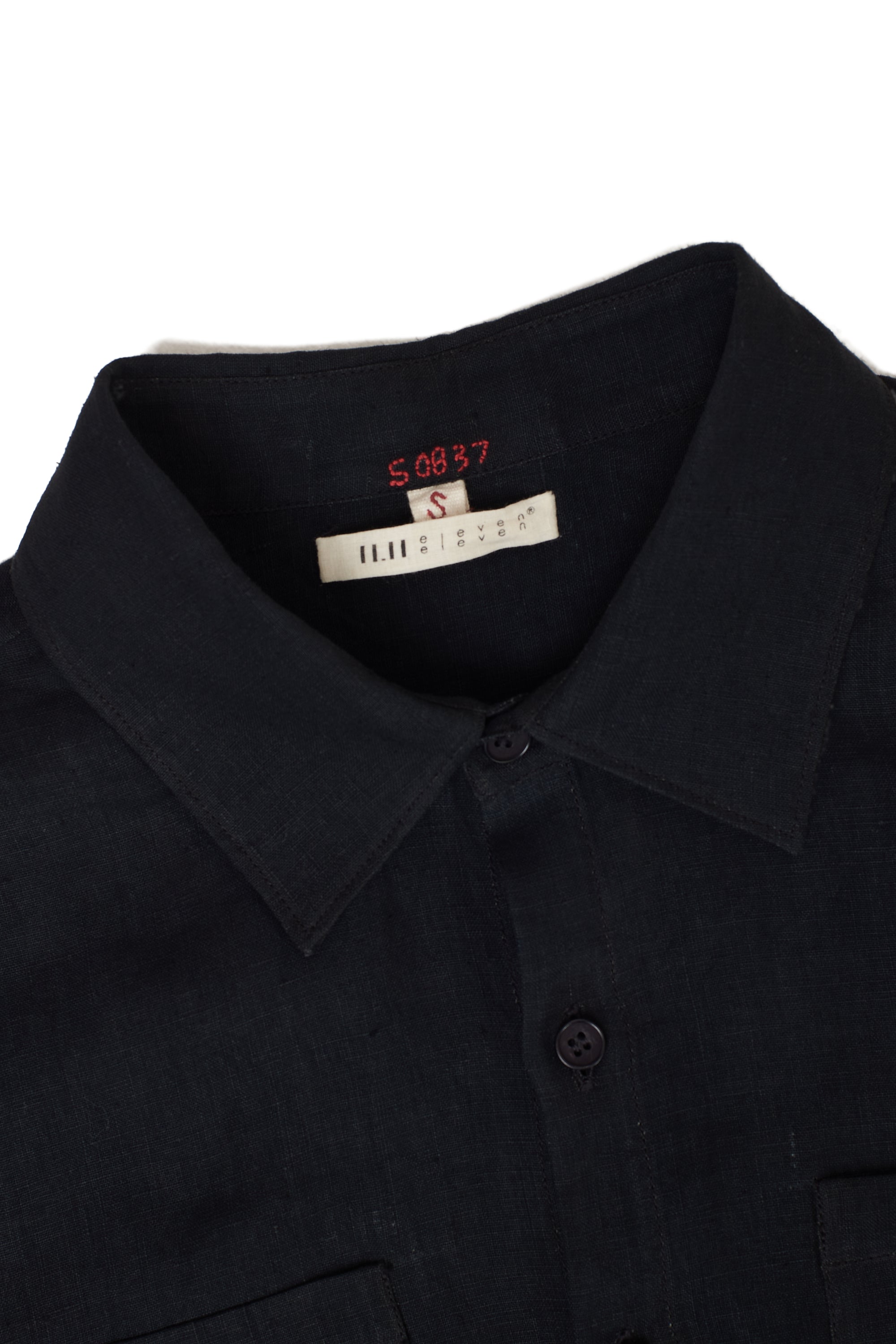 BLACK SOLID LINEN SHIRT