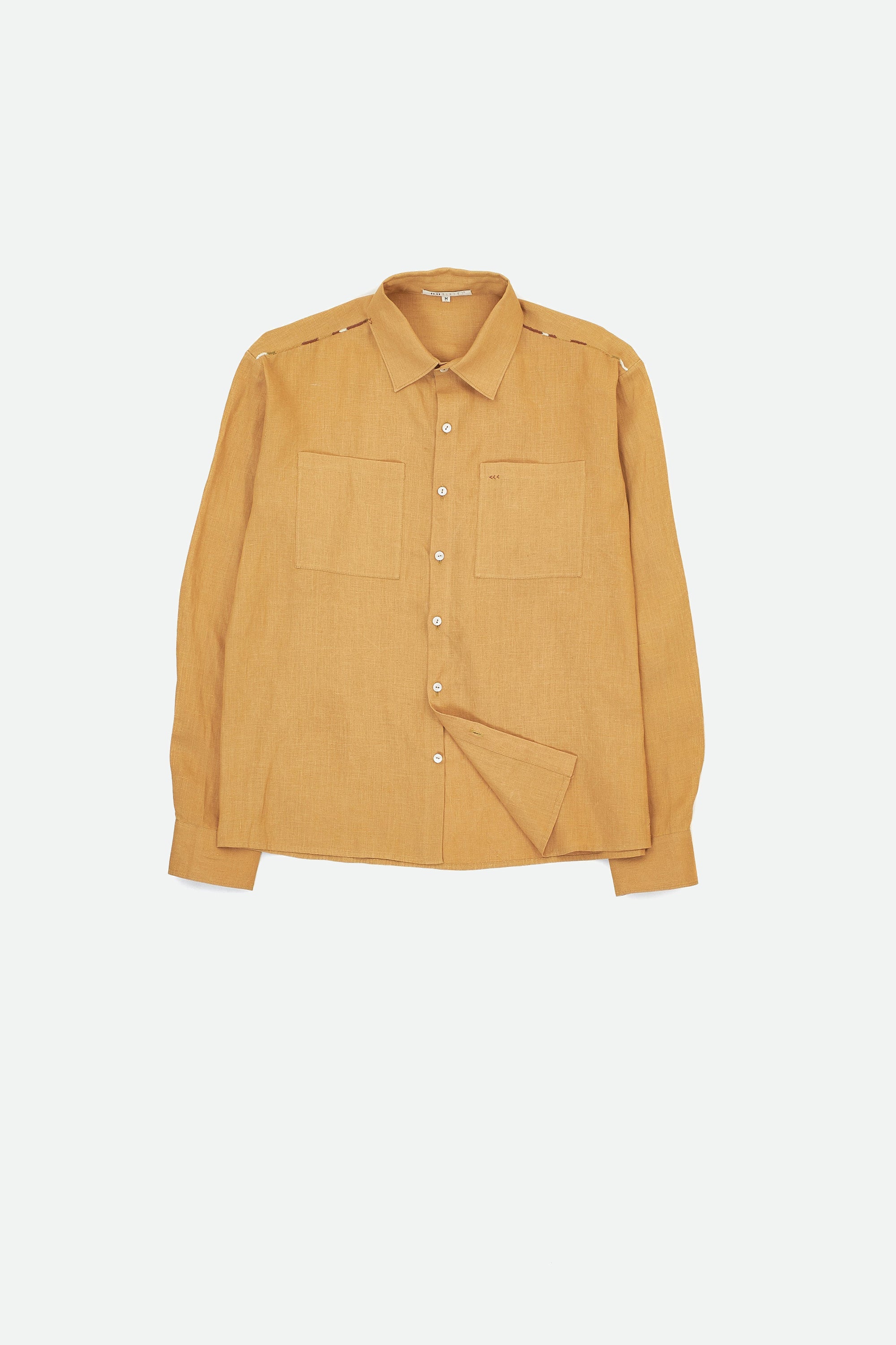 RELAXED FIT LINEN SHIRT IN MUSTARD YELLOW