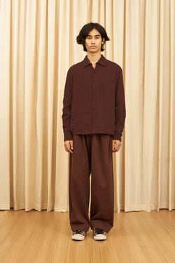 Burnt Umber Comfort Fit Linen Shirt